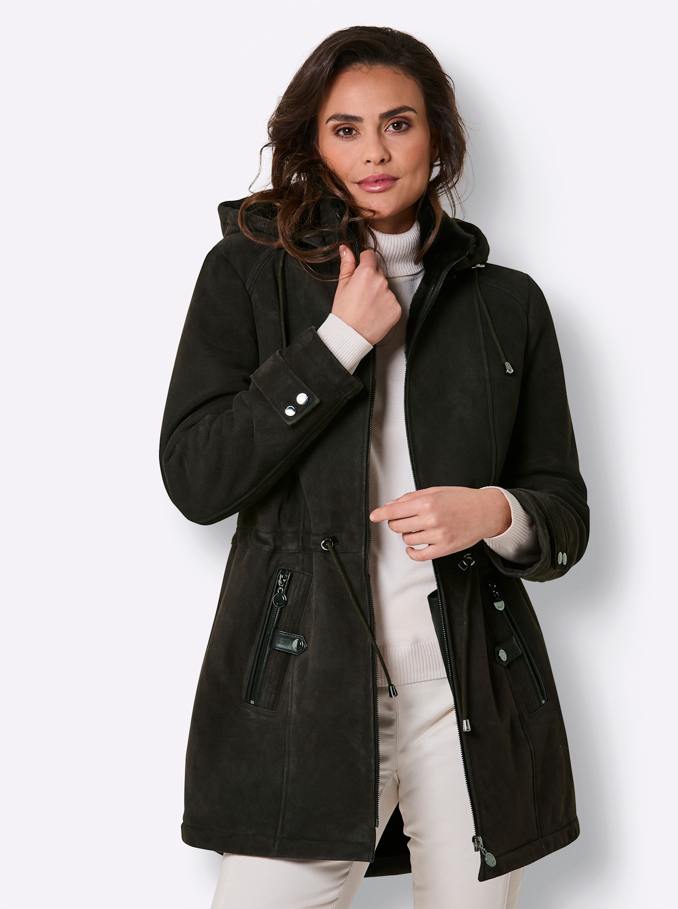 Mainpol Lederjacke mit Kapuze