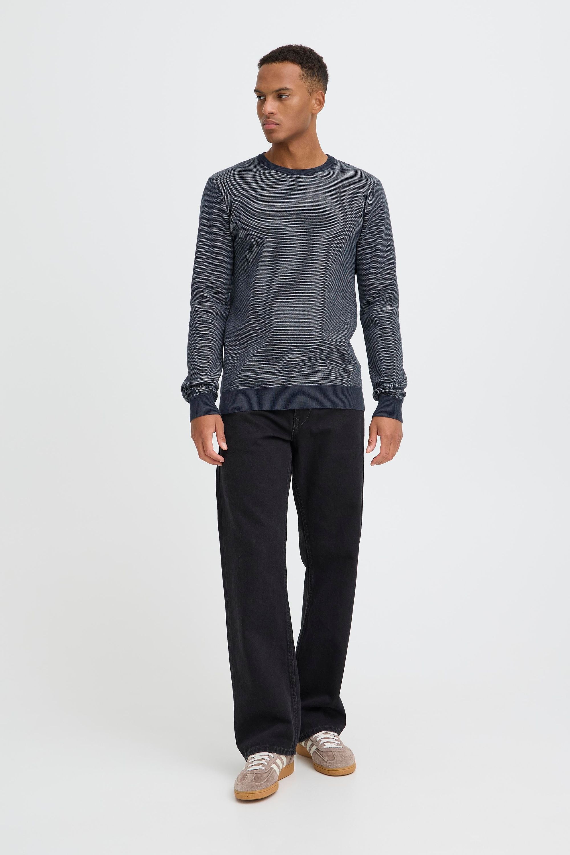 Strickfleece-Pullover BLEND "Strickpullover BHBAAL", Herren, Gr. L, schwarz (salute), Obermaterial: 70% Baumwolle CO. 30% Nylon NY., Pullover 2