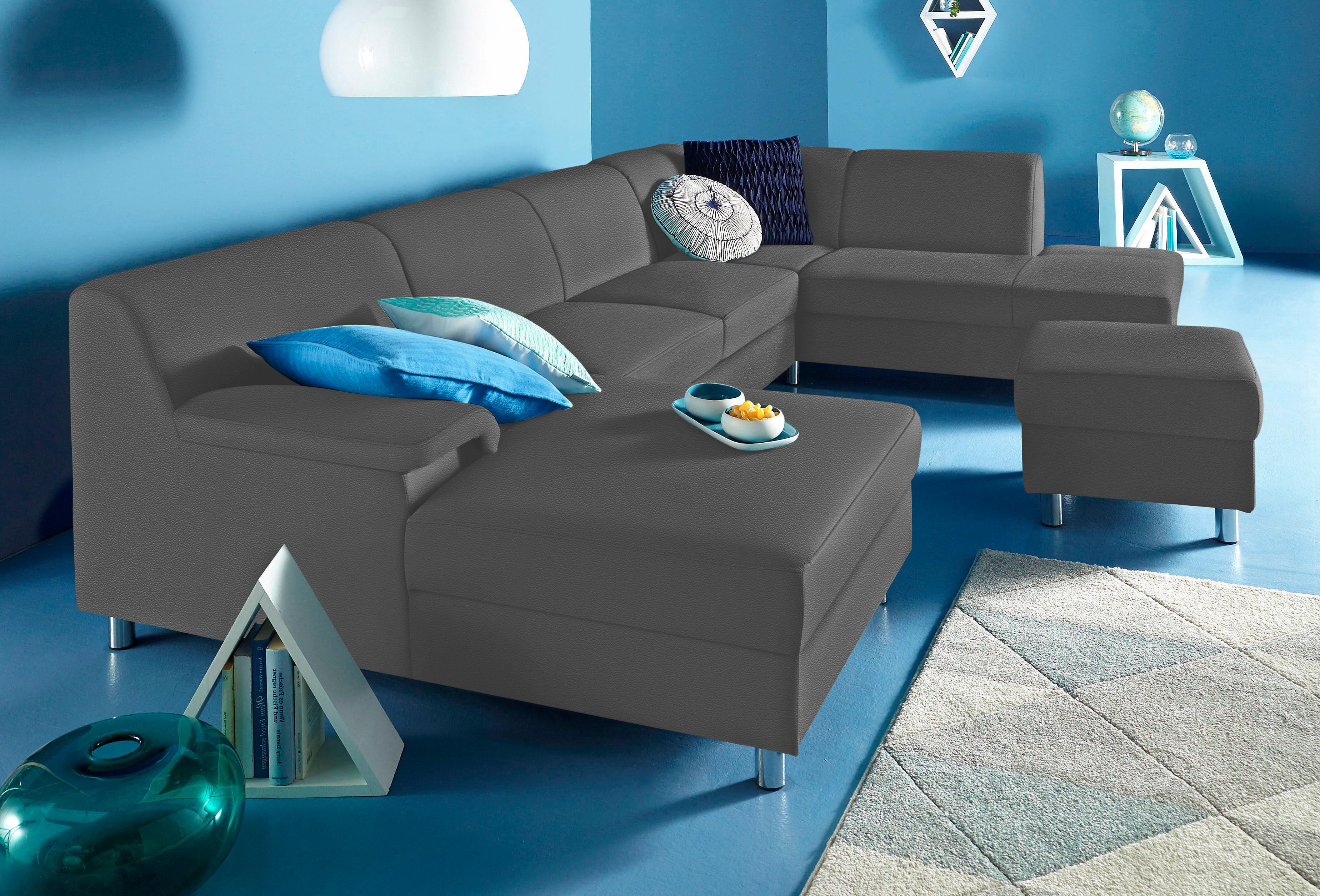 Home affaire Wohnlandschaft "Jamie, zeitloses Design, fester Sitzkomfort, viel Platz, U-Form" wahlweise mit Bettfunktion