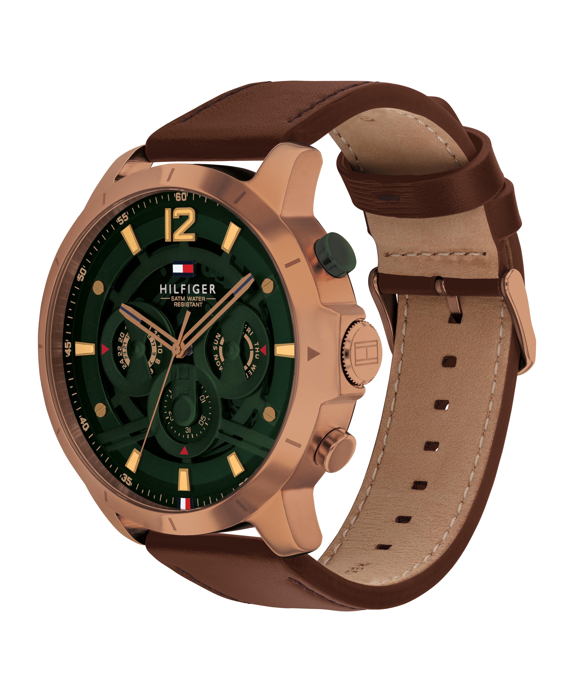 Tommy Hilfiger Multifunktionsuhr »LUCA« Quarzuhr, Armbanduhr, Herrenuhr, Lederarmband, analog