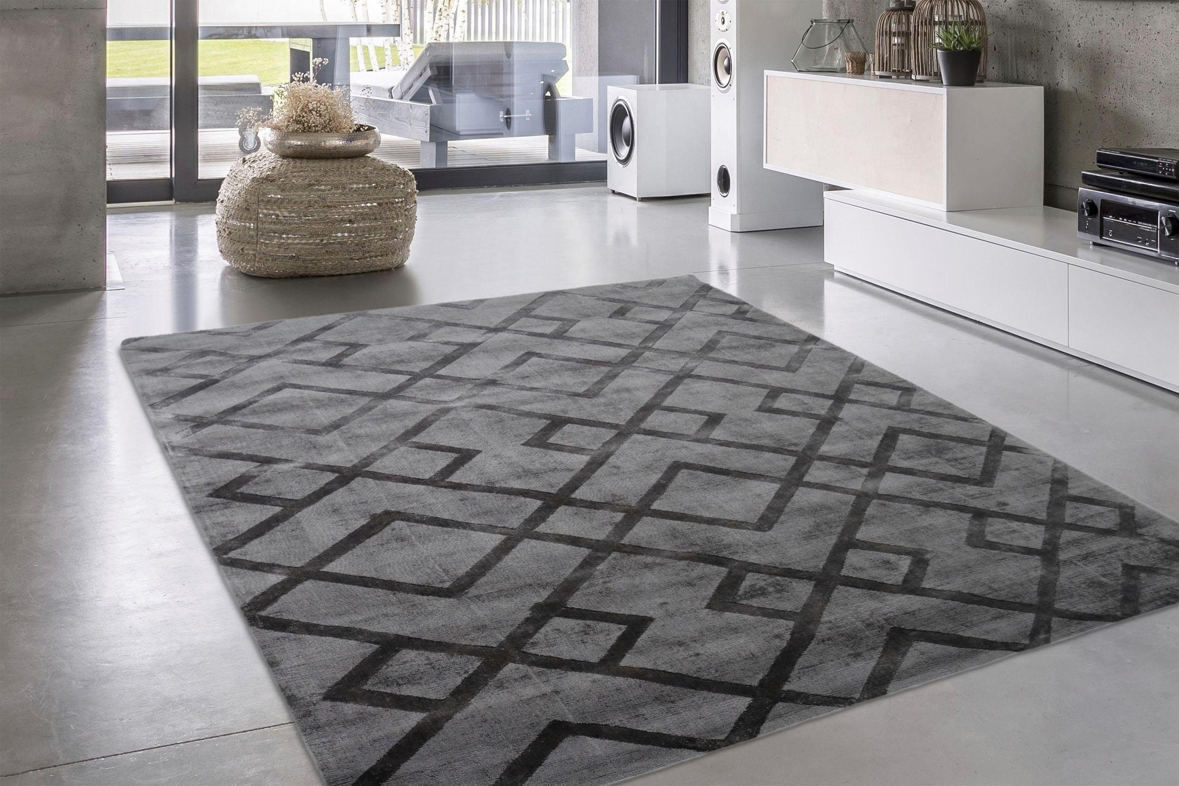 calo-deluxe Teppich »Viteox 310«, rechteckig, 13 mm Höhe, Viskose, Kurzflor, Wohnzimmer