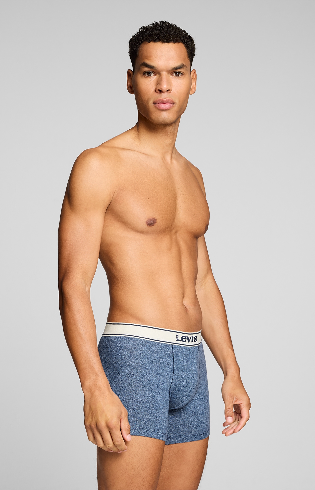 Levi's® Boxer »LEVIS MEN VNTG HTR BOXER BRIEF 2P« ohne Eingriff, uni, meliert, Logo-Bund, elastisch