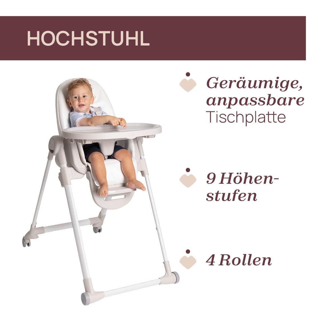 Chicco Hochstuhl »Polly Armonia Motherpearl«, mit Essbrett