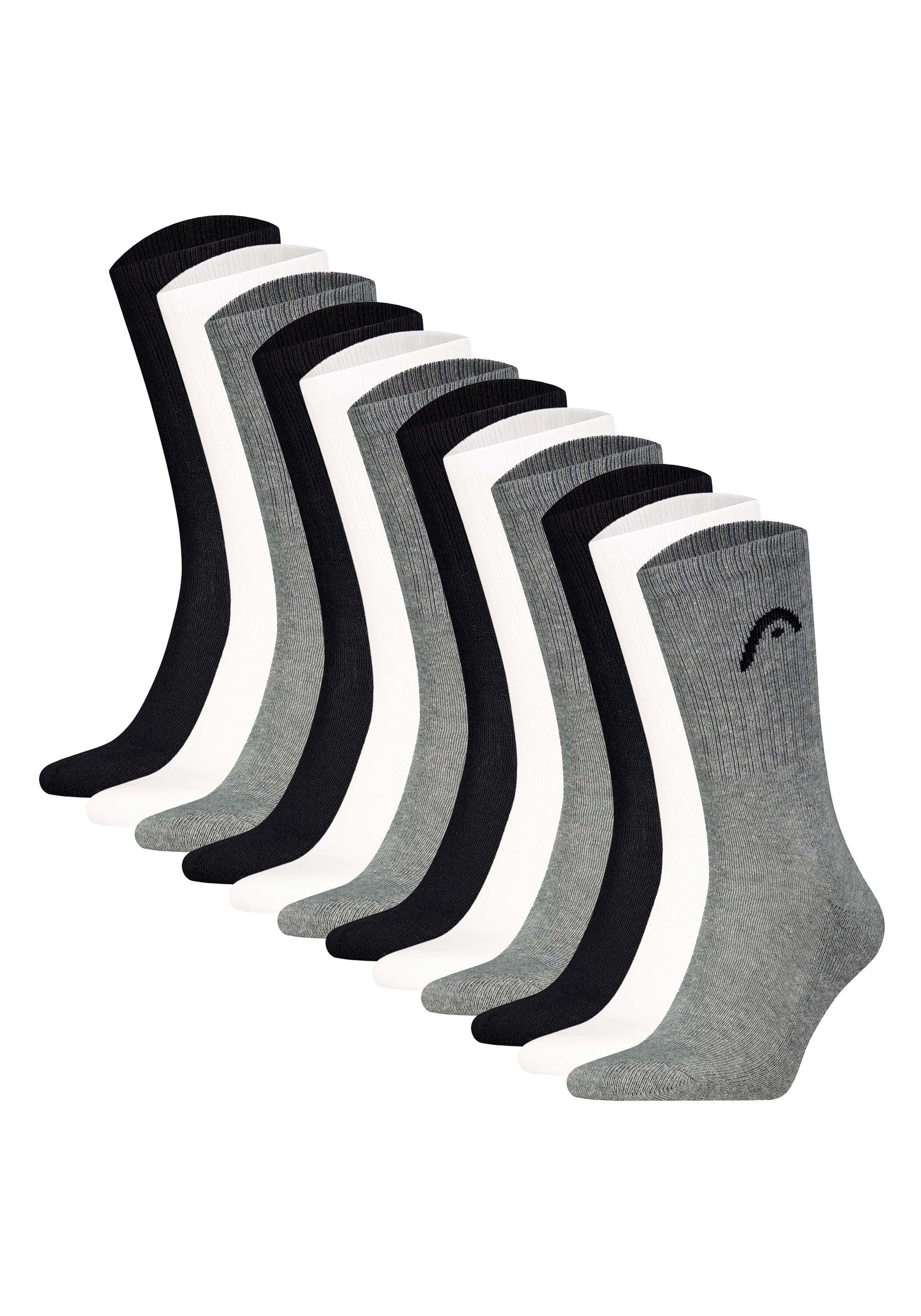HEAD Herren Kurzsocken "Socken All Sport Training Crew 12P 12er Pack", Gr. 39, grau, Obermaterial: 72% Baumwolle CO. 20% Polyester PES. 6% Polyamid