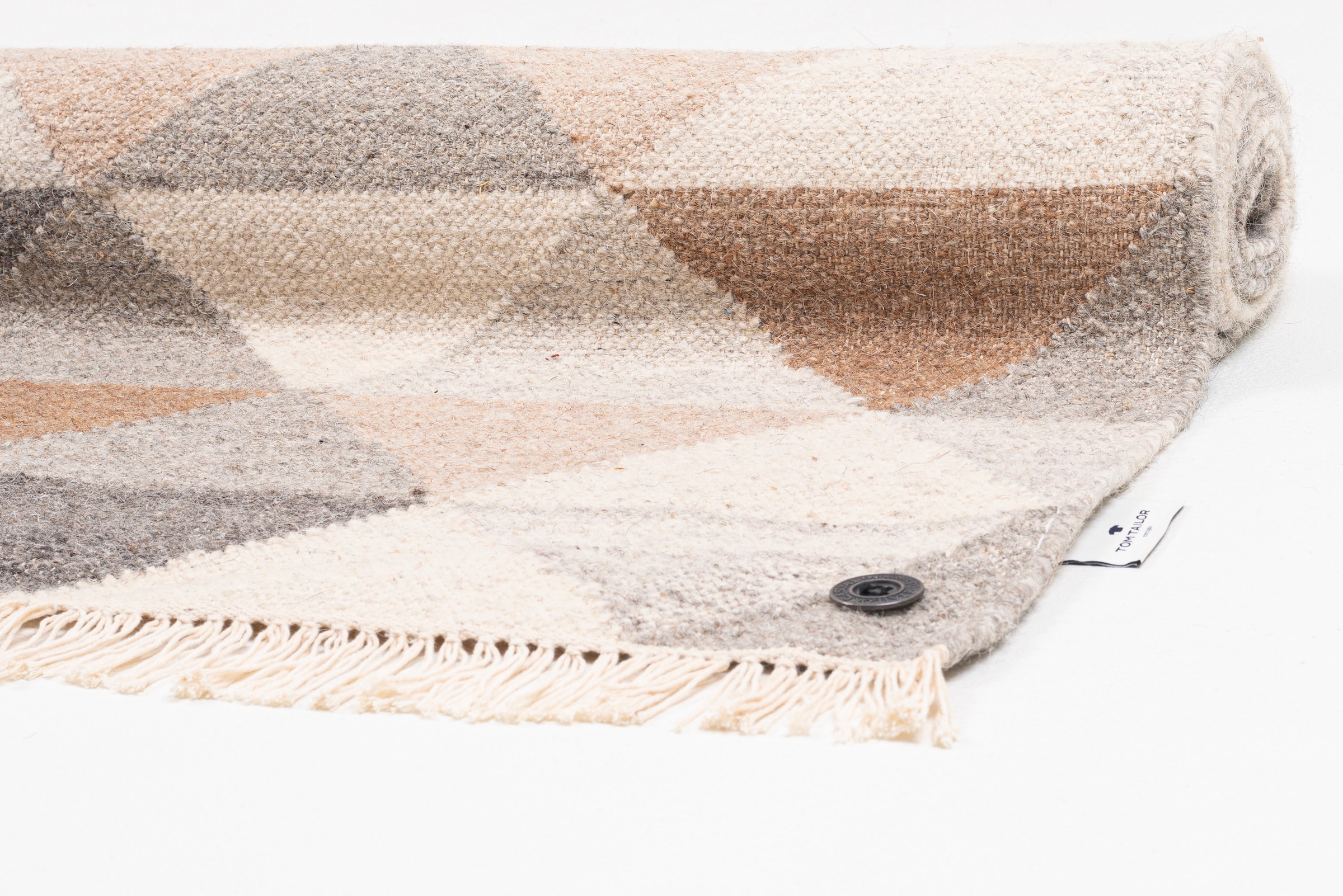 TOM TAILOR HOME Teppich »Triangle Kelim«, rechteckig, handgewebt, mit Fransen, Boho-Style