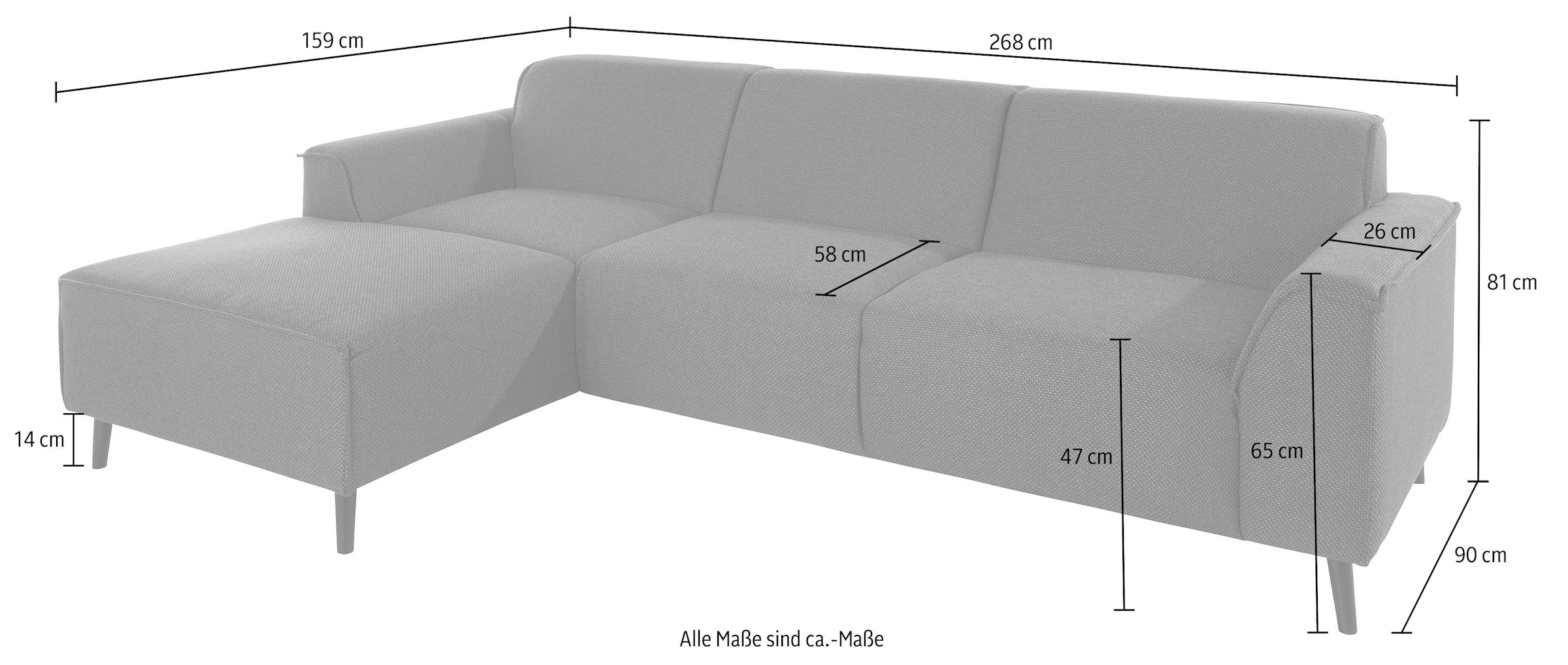 DOMO collection Ecksofa »Amora L-Form«, mit Recamiere, inklusive komfortablem Federkern