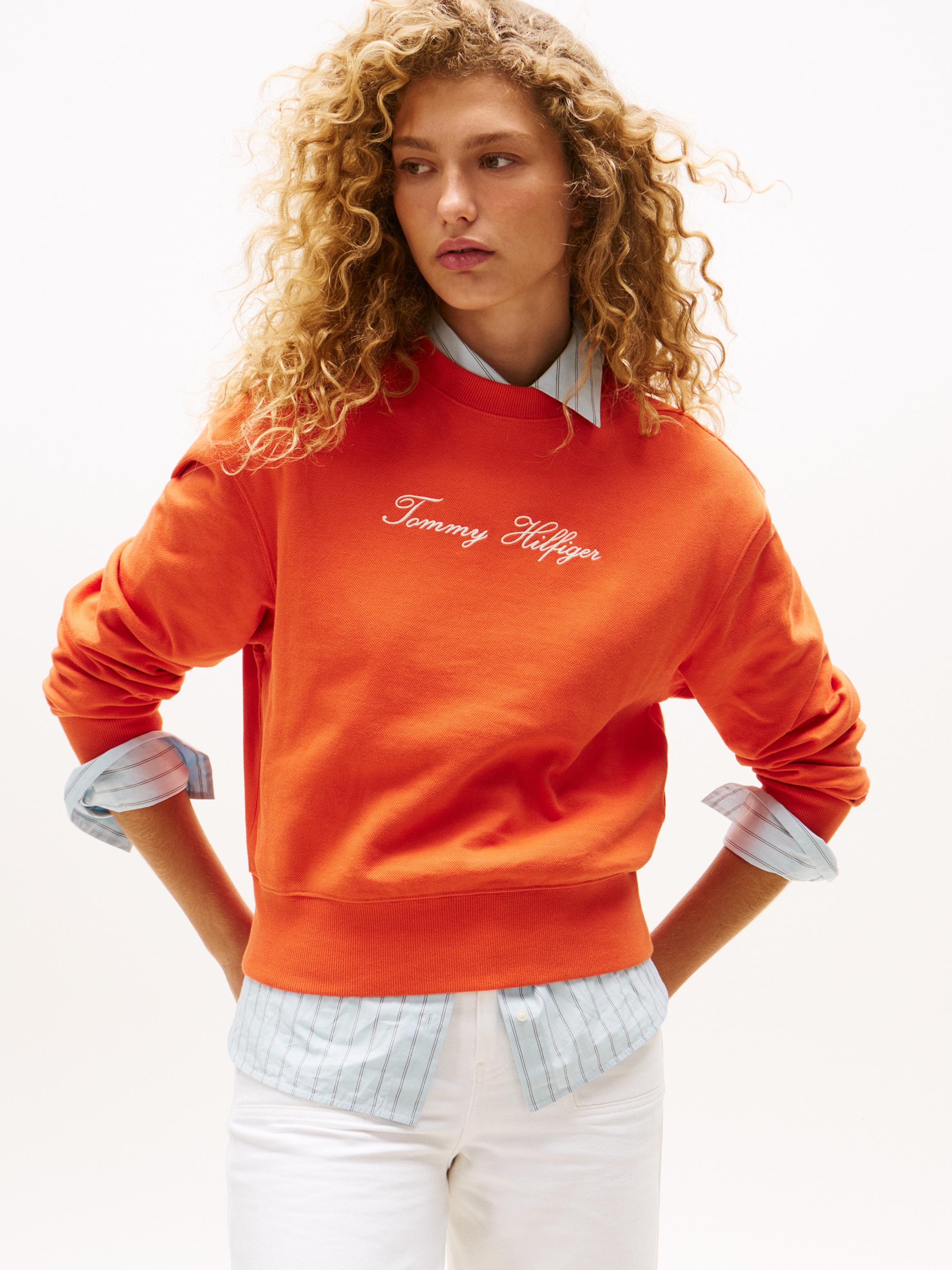 Tommy Hilfiger Sweatshirt "SCRIPT REG PIQUE SWTSHRT", mit Tommy Hilfiger Sc günstig online kaufen