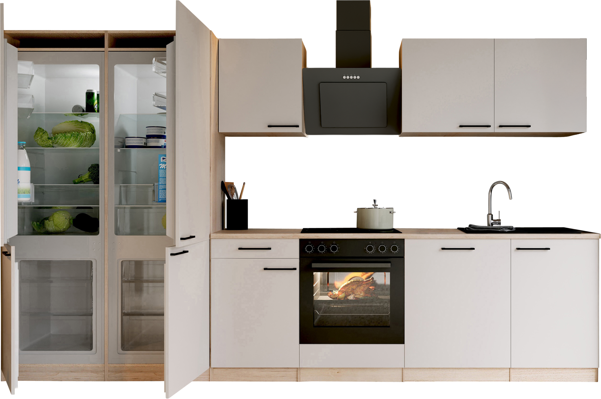 RESPEKTA Küche »Merle« Küchenzeile Merle, Breite 340 cm, mit Soft Close, French-Door-Design