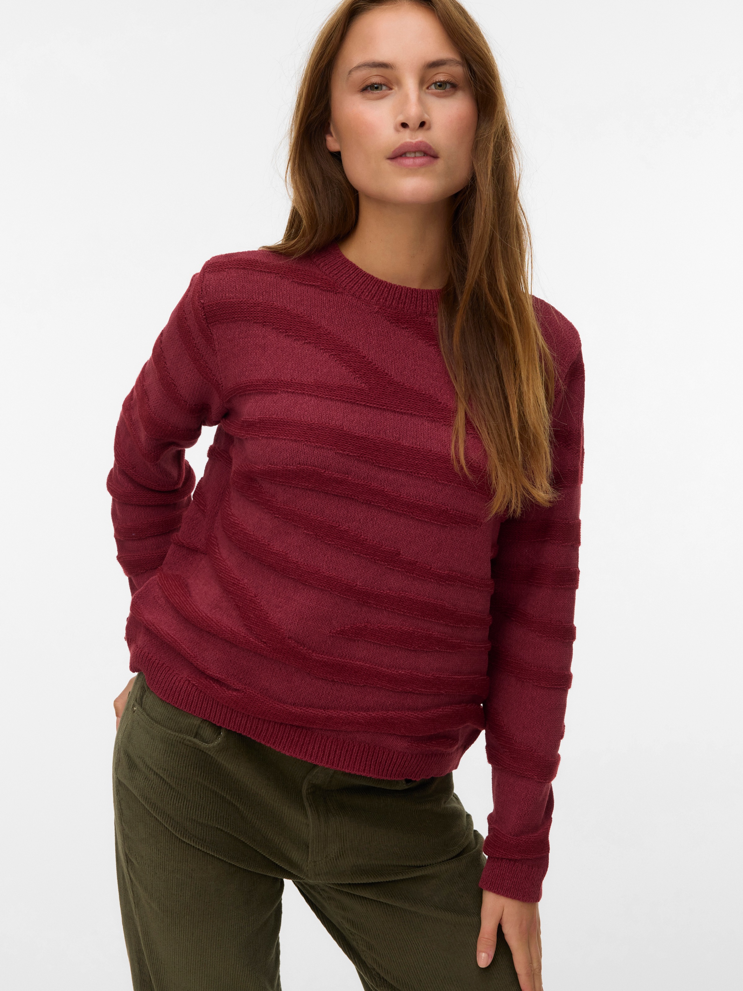 Vero Moda Strickpullover "VMMALOU LS O-NECK PULLOVER BOO" günstig online kaufen