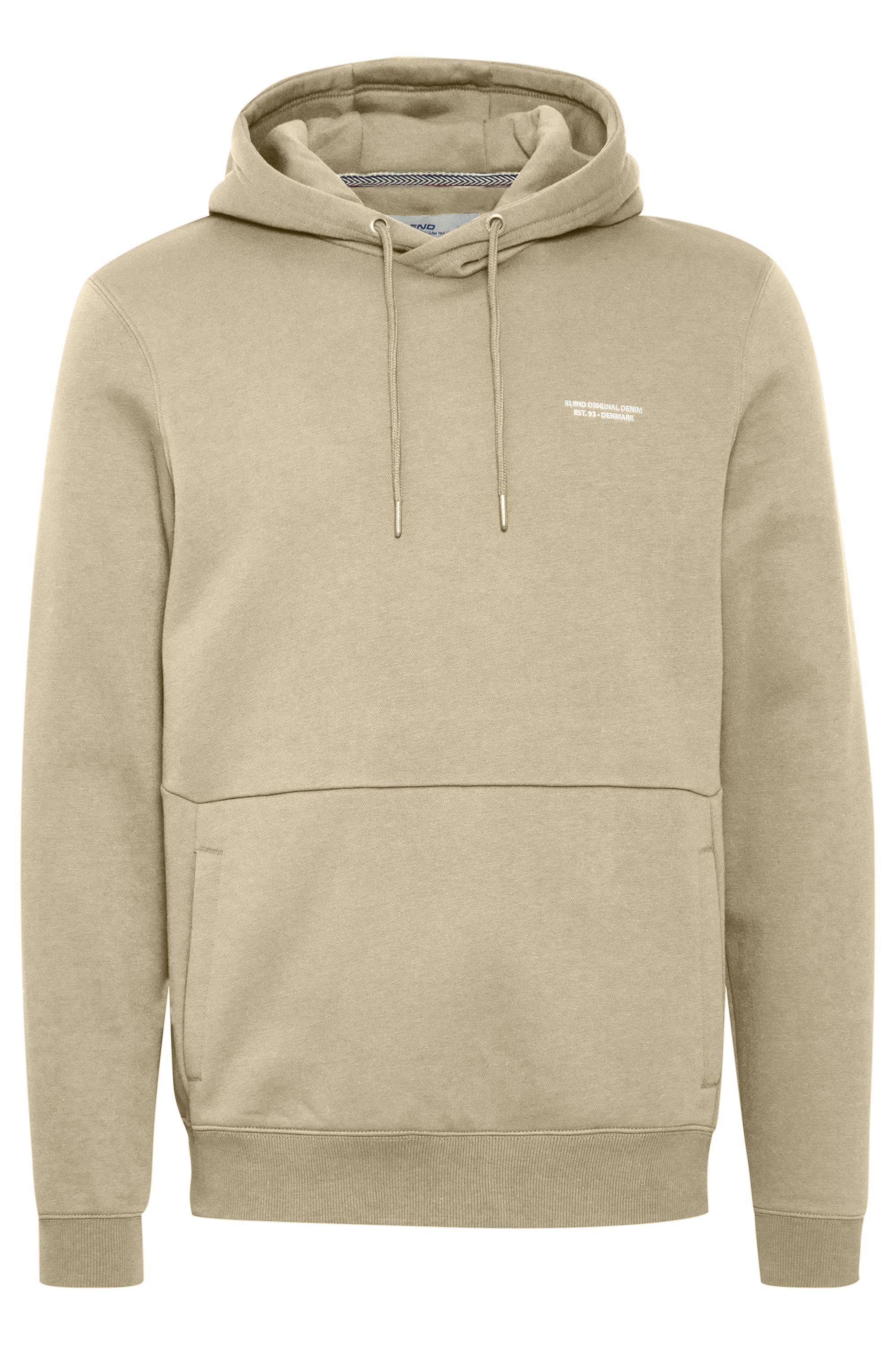 Kaschmirpullover BLEND "BHPaco", Herren, Gr. XL, crockery, Sweatware, 60% Baumwolle, 40% Polyester, meliert, regular fit hüftlang, ohne Ausschnitt, eingesetzt, Sweatshirts, Kapuzensweatshirt mit Kordelzug