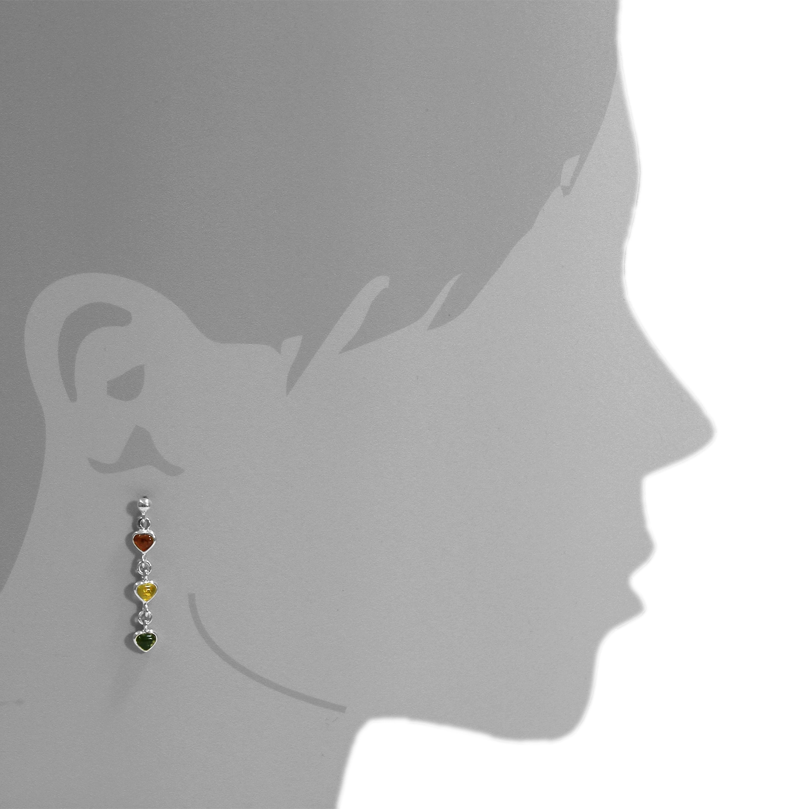 OSTSEE-SCHMUCK Paar Ohrstecker »- Herz - Silber 925/000 - Bernstein«