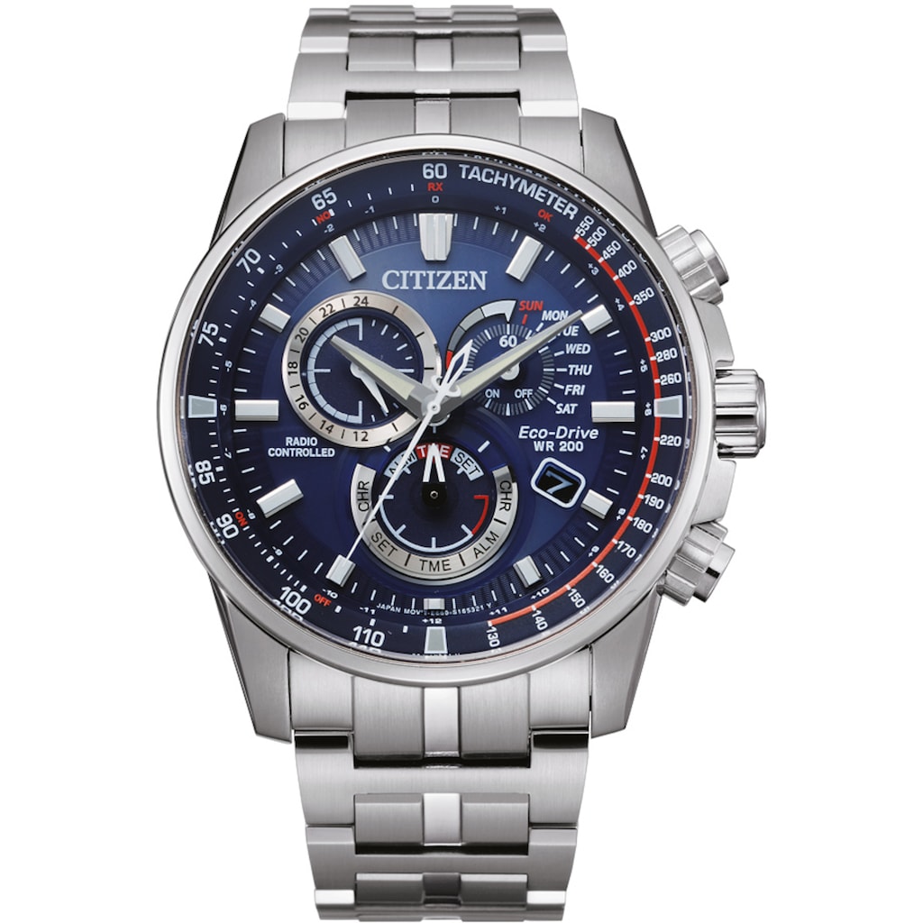 Citizen Funkchronograph »CB5880-54L«, Armbanduhr, Herrenuhr, Solar, Stoppfunktion