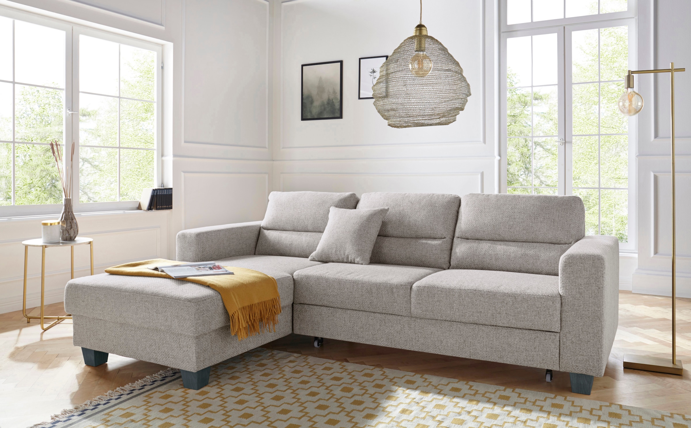 TRENDMANUFAKTUR Ecksofa »Chamber, zeitlos und modern, hoher Sitzkomfort, L-Form«, wahlweise mit Schlaffunktion