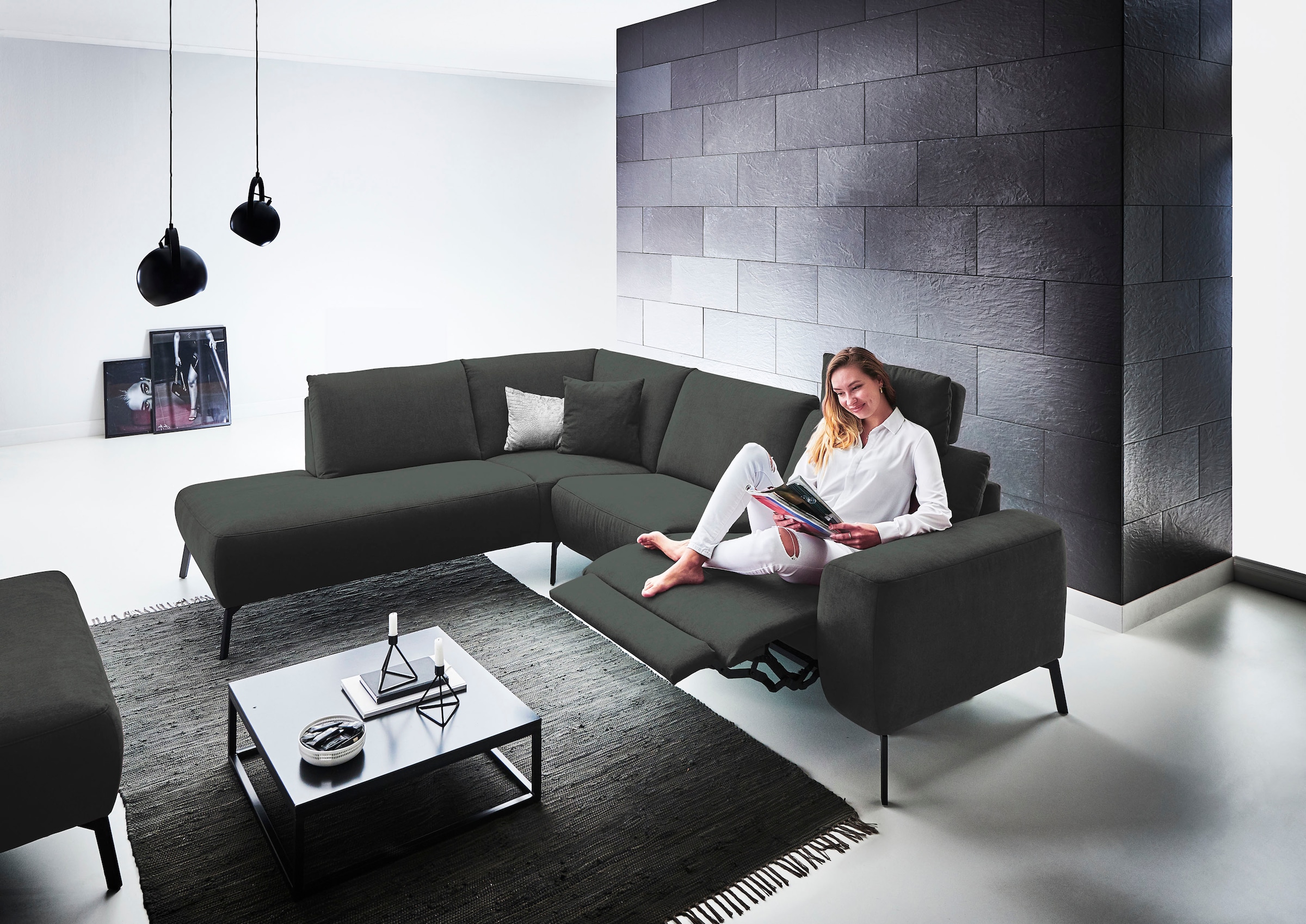 INOSIGN Ecksofa »Bellini L-Form«, incl. motorischer Relaxfunktio, wahlweise Easy Care-Bezug