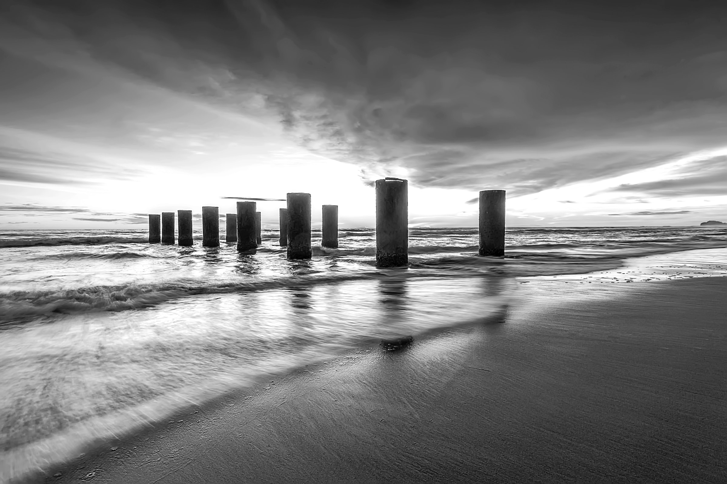 Papermoon Fototapete "Strand Schwarz & Weiß"
