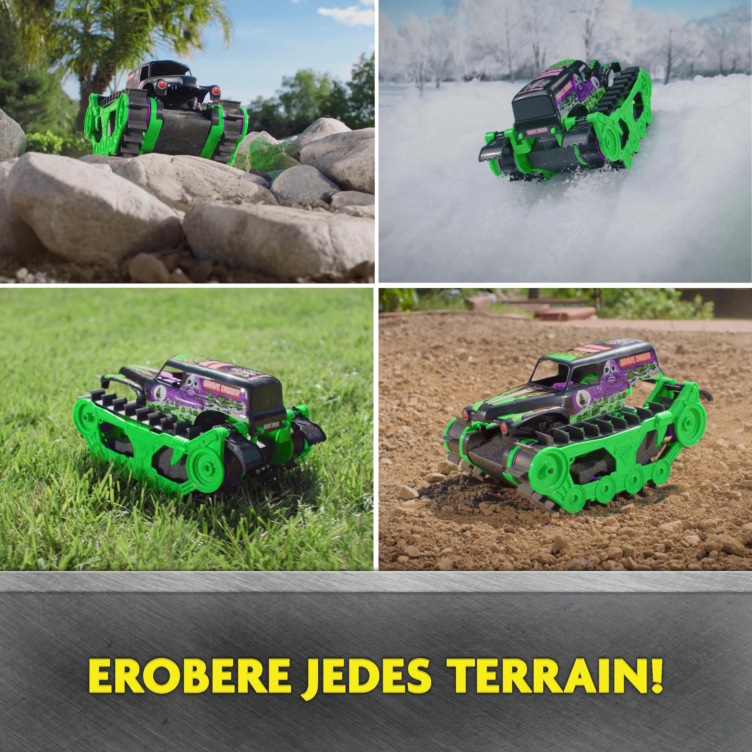 Spin Master RC-Monstertruck »Monster Jam - Grave Digger Trax«, All-Terrain-geländegängig an Land und im Wasser