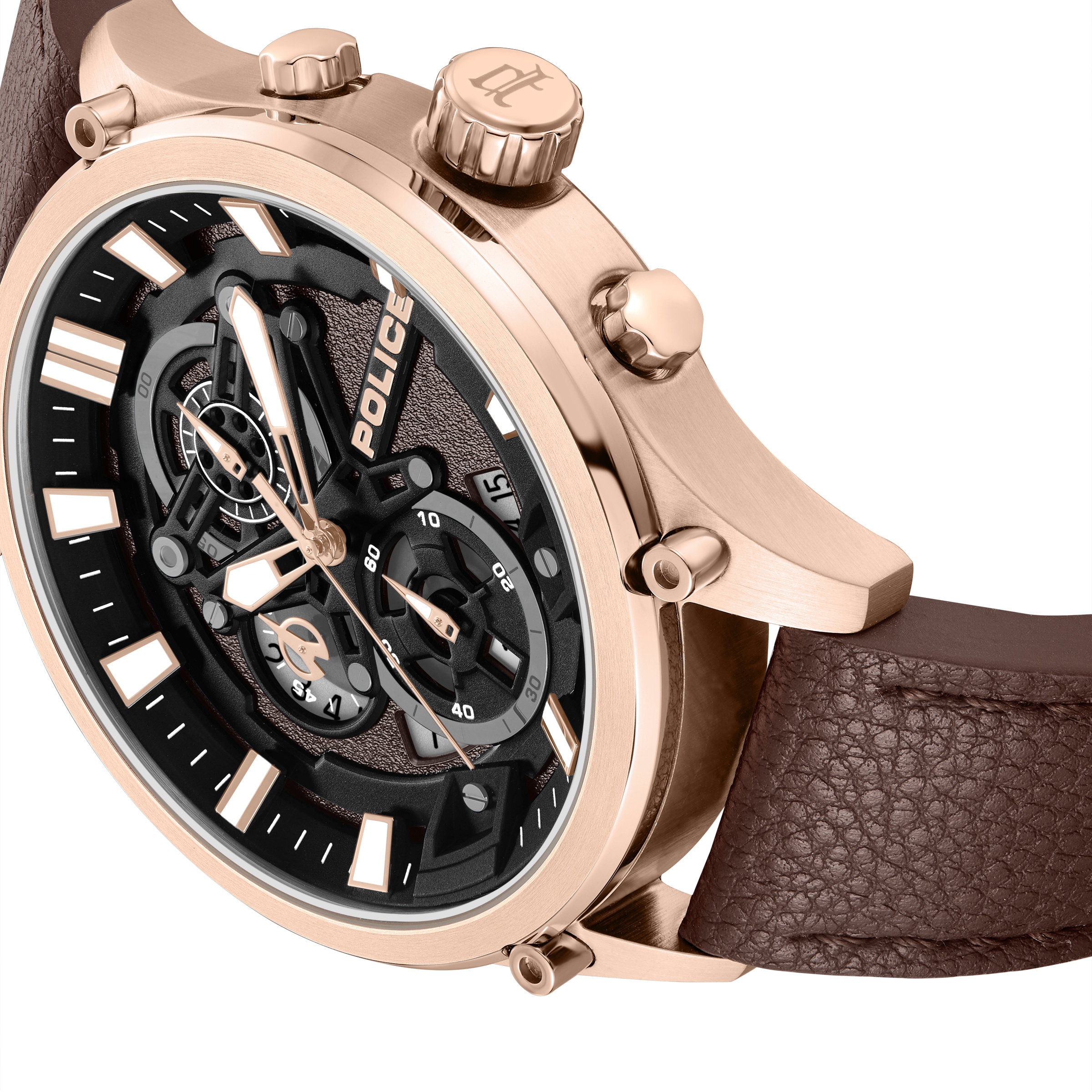 Police Chronograph »Wadden« Quarzuhr, Armbanduhr, Herrenuhr, Lederarmband, analog, Tag