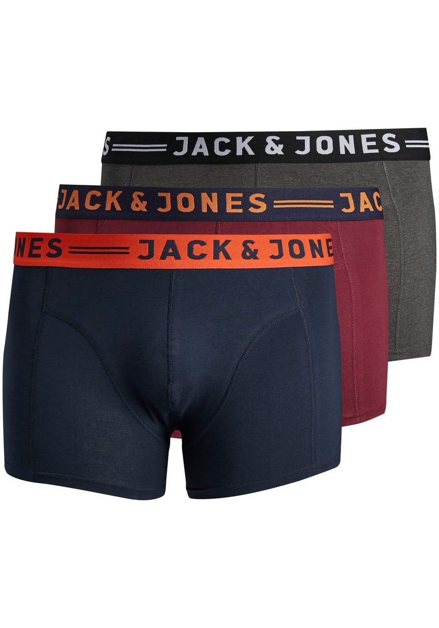 Herren Boxershorts "JACLICHFIELD TRUNKS NOOS 3 PACK PLS", JACK & JONES PLUSSIZE, Gr. XXXL, rot, Jersey, Obermaterial: 95% Baumwolle, 5% Elasthan,