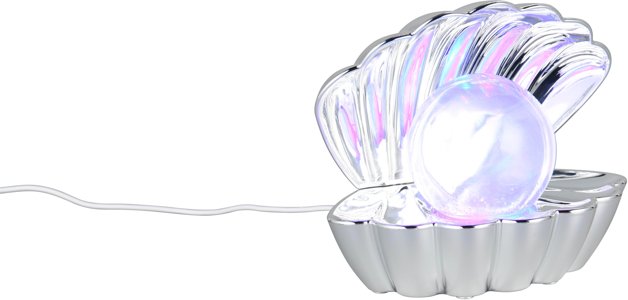 REALITY Leuchten LED Tischleuchte »SHELLY, Deko Tischlampe in Muschelform mit RGB Farbwechsel, 0,8W 15Lm« LED-Board 1 Stk. RGB Muschel Tischlampe mit Glitzerkugel und Farbwechsel inkl USB-Ladekabel