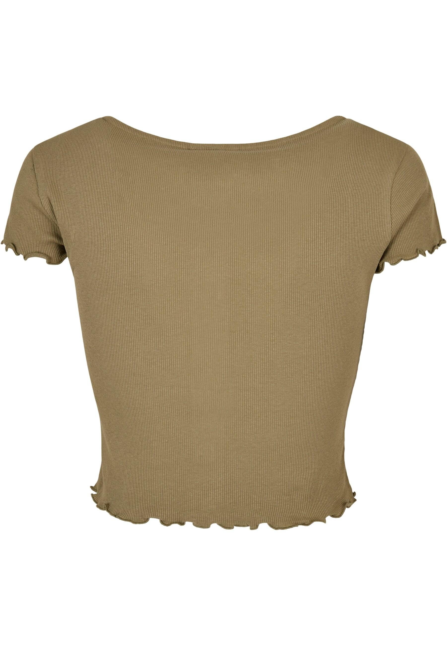 URBAN CLASSICS Kurzarmshirt »Urban Classics Damen Ladies Cropped Button Up Rib Tee«, (1 tlg.)