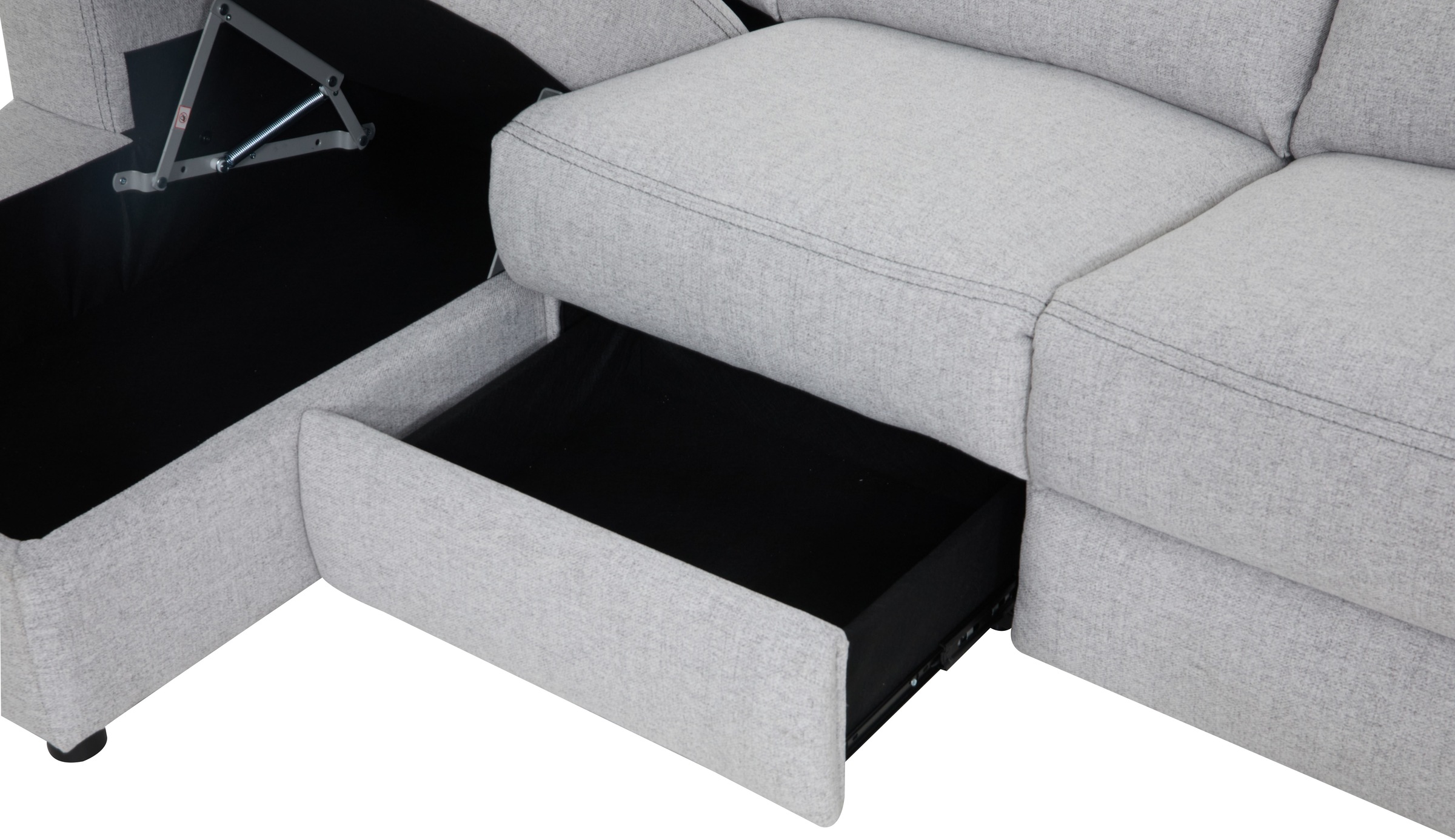 Home affaire Ecksofa »VENOIR, L-Form, 250 cm, manuelle u. elektrische Funktion (m. USB A/C)«, Stauraum unter der Recamiere, 2. Staufach, Federkern