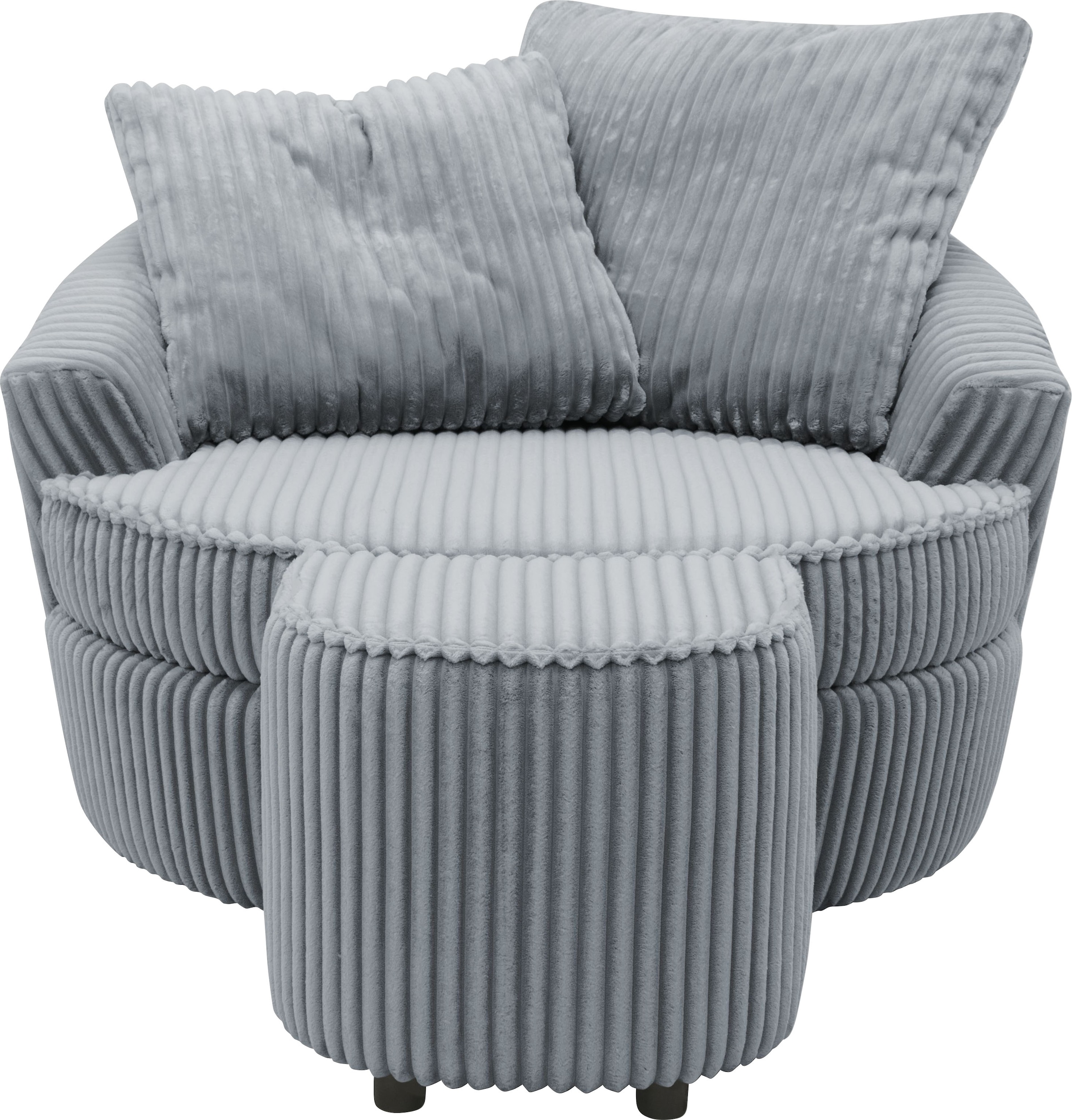 INOSIGN Drehsessel »AMECA, Relaxsessel mit Drehfunktion und Hocker, 122 x 126 x 76 cm,«, (Set, 2 St.), Love-Seat XXL und Lesesessel in Megacord