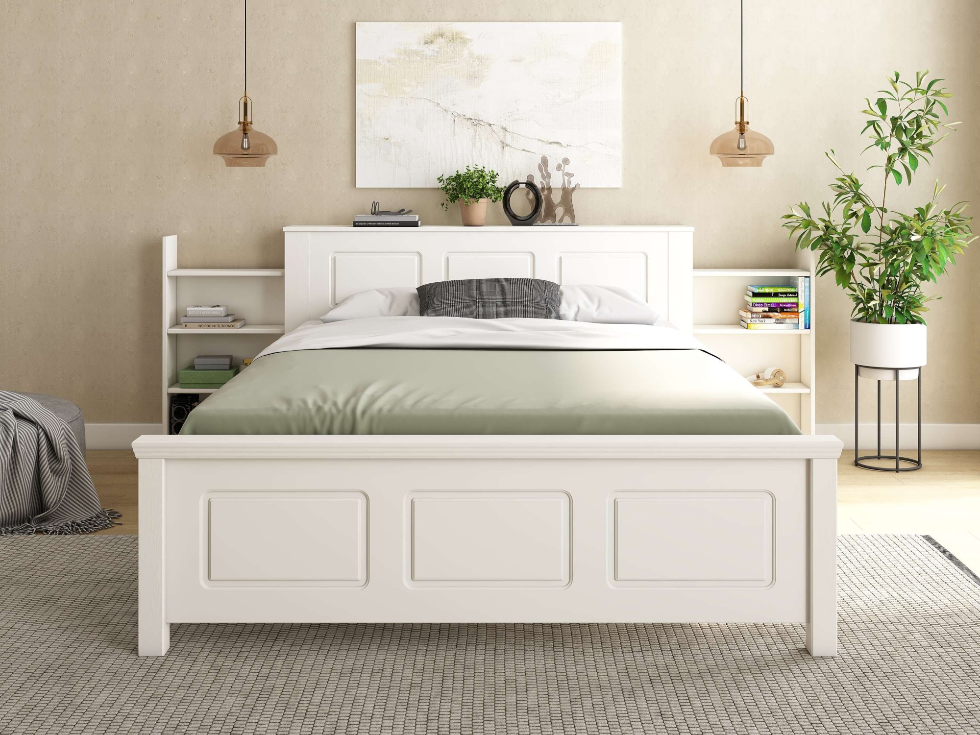 OTTO home Bett »Malme, mit unsichtbaren, herausziehbaren Regalen, maximaler Stauraum« Liegefläche 140x200cm,  inklusive Lattenrost, Made in EU, FSC® zertifiziertes Massivholz