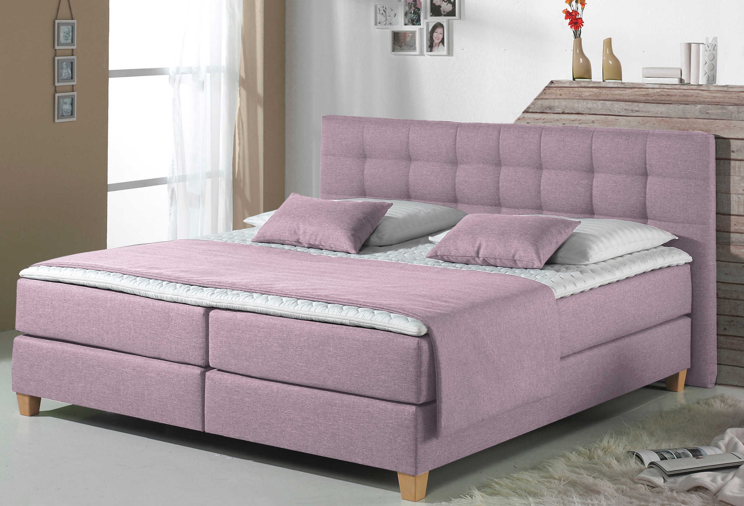 Home affaire Boxspringbett "Moulay", inkl. Topper, in Überlänge 220 cm, 3 H günstig online kaufen