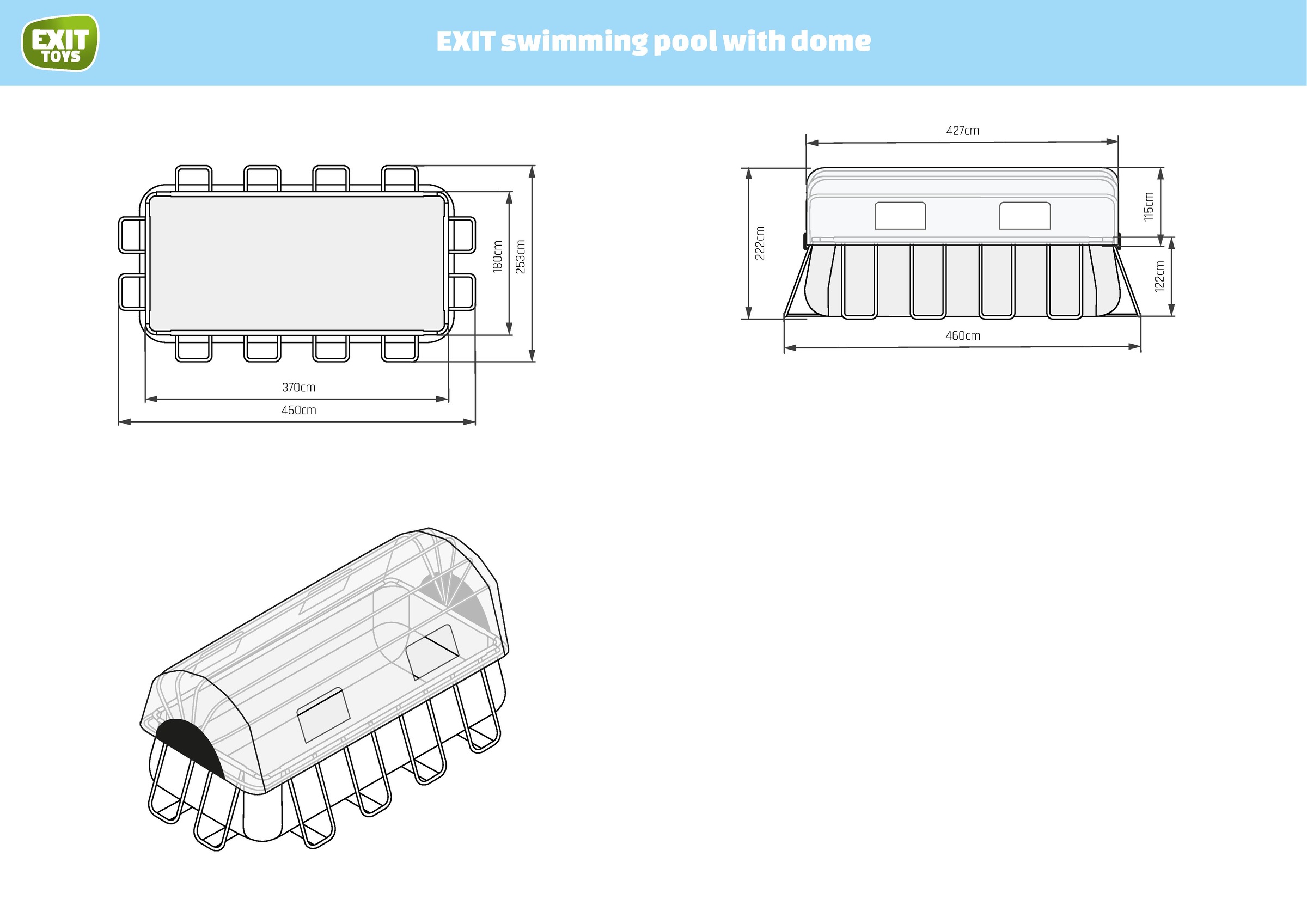 EXIT Framepool »»Black Leather Pool««, (Set), mit Sandfilterpumpe und Abdeckung und Zubehörset - schwarz
