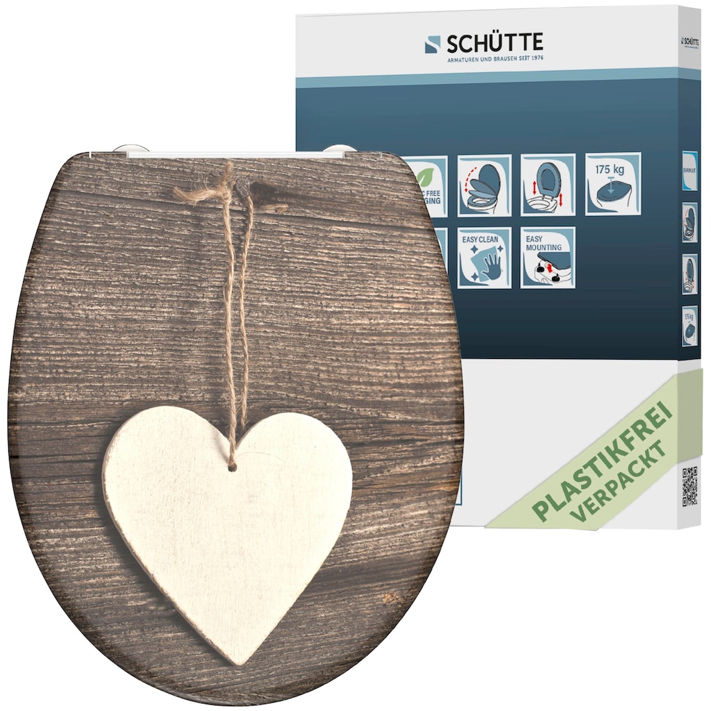 Schütte WC-Sitz »Wood Heart«, Duroplast, mit Absenkautomatik und Schnellverschluss