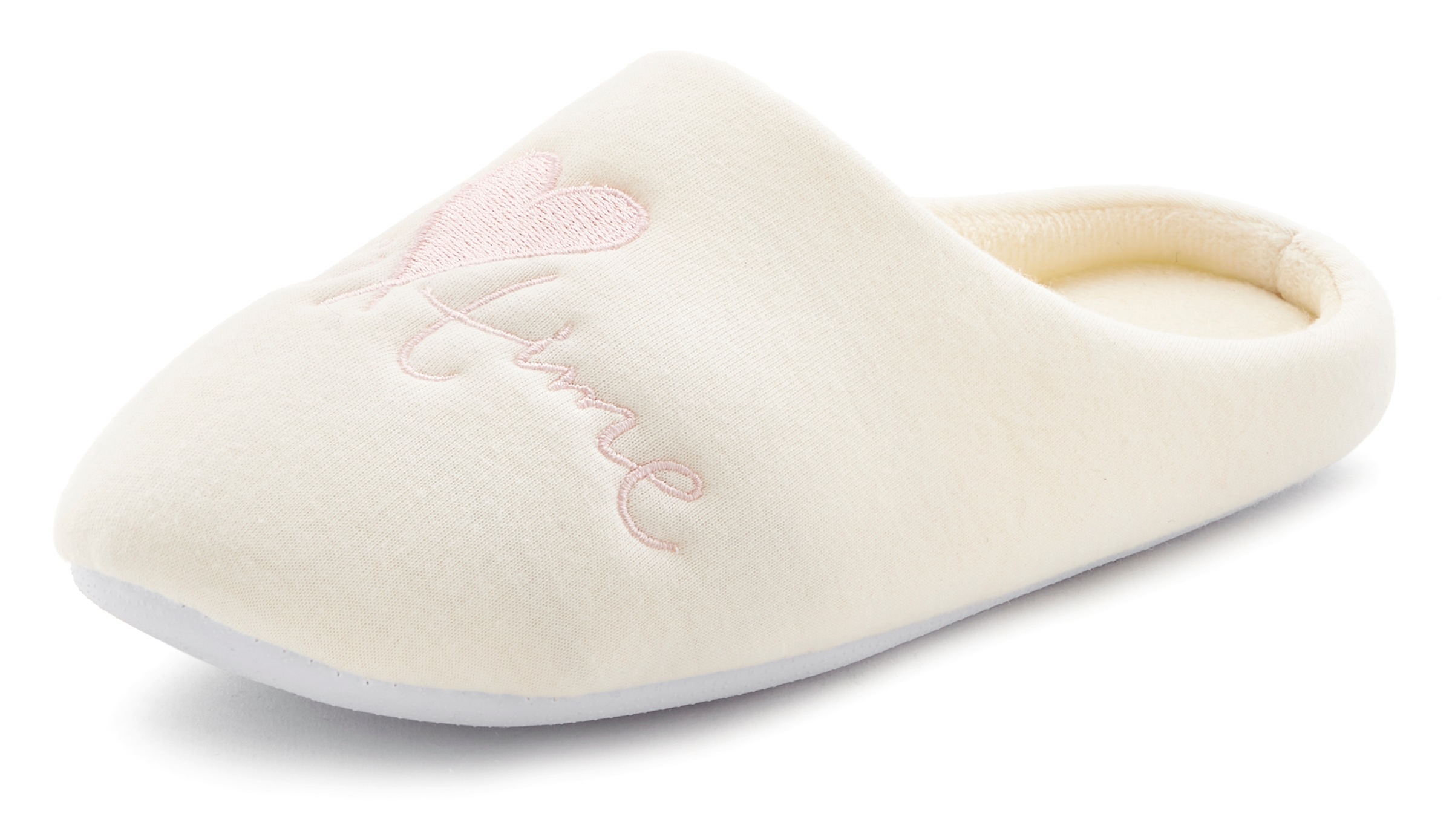 Vivance Hausschuh "Pantolette, Pantoffel, Clog," mit verspieltem Schriftzug günstig online kaufen