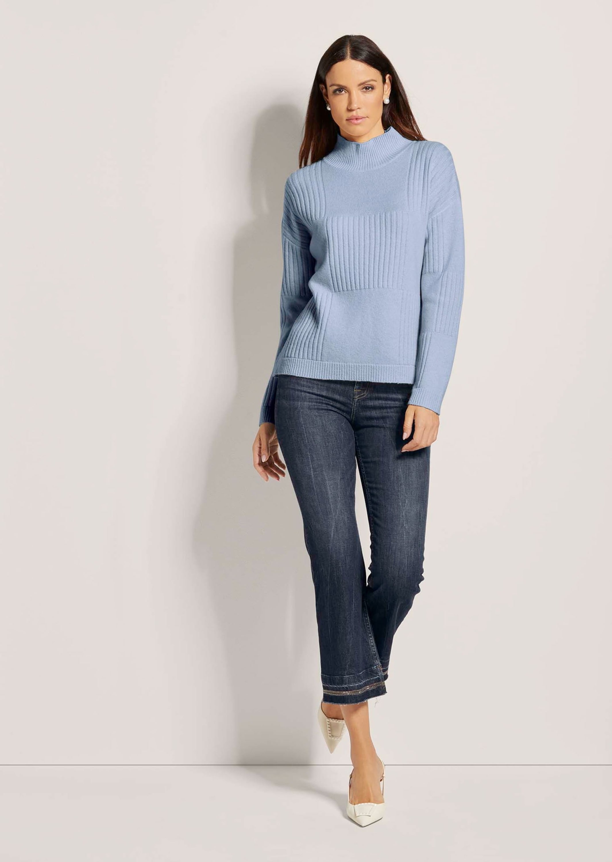 MADELEINE Longpullover »Pullover Stehkragen-Pullover aus Schurwolle«