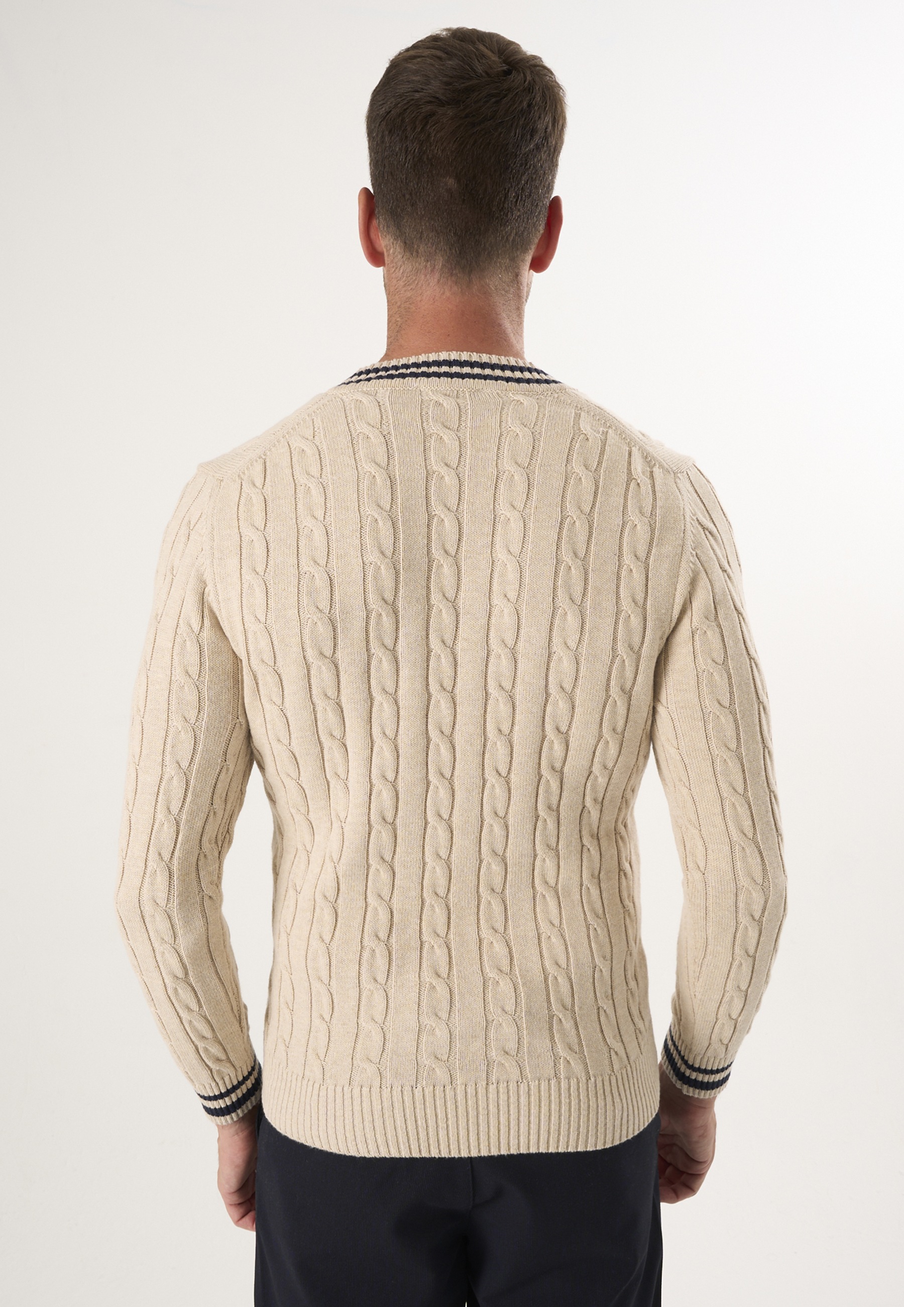 Felix Hardy V-Ausschnitt-Pullover »Basic-Pullover mit V-Ausschnitt und Zopfmuster«