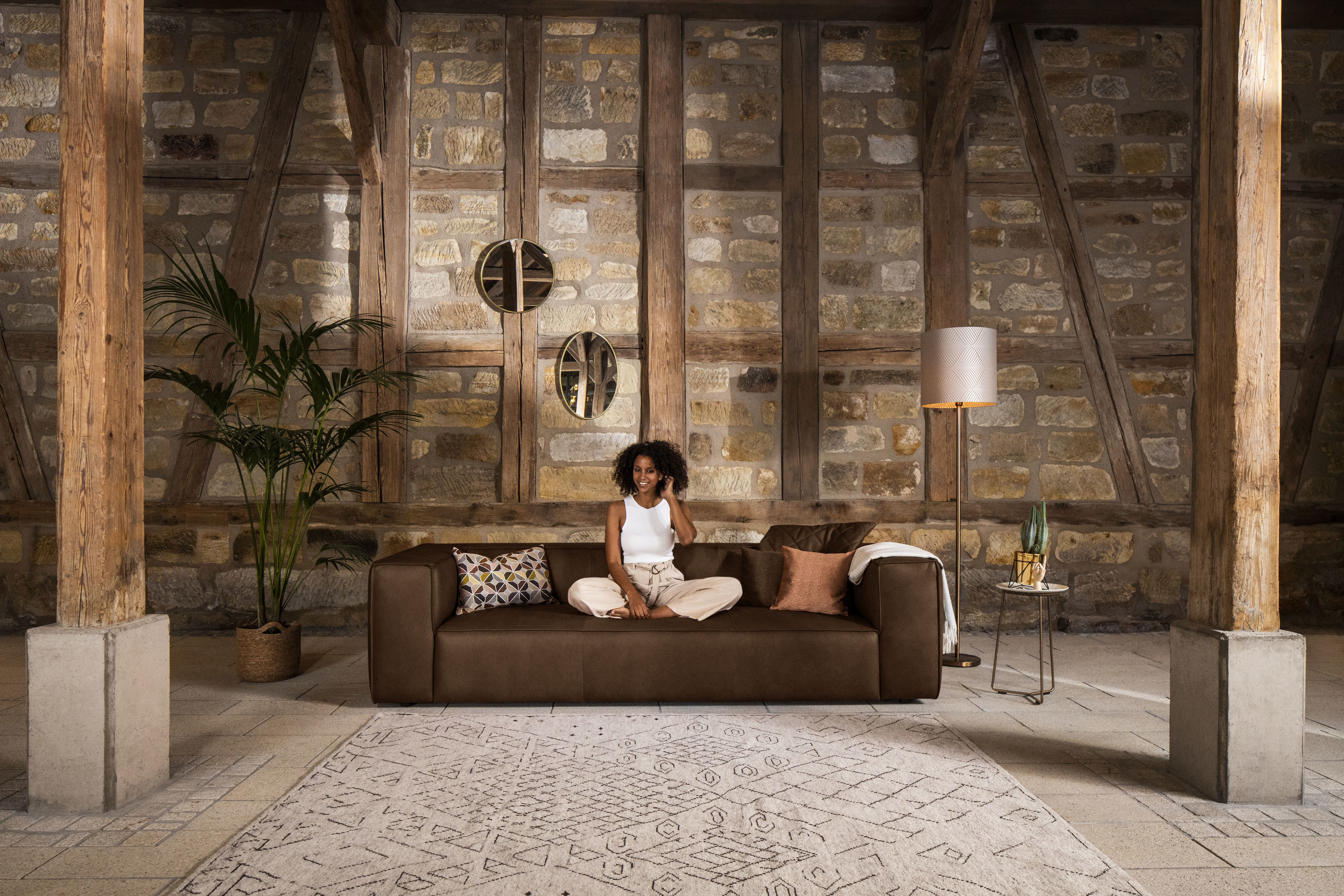 W.SCHILLIG 3-Sitzer "around-the-block Mega Sofa mit tollem Sitzkomfort, Breite 260cm" mit eleganter Biese, mit Federkern