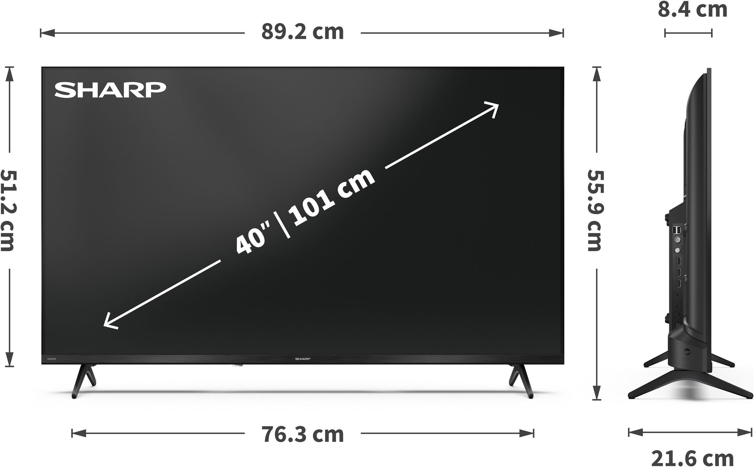Sharp QLED-Fernseher »2T-C40HE3x« 101 cm/40 ″ Full HD Smart-TV