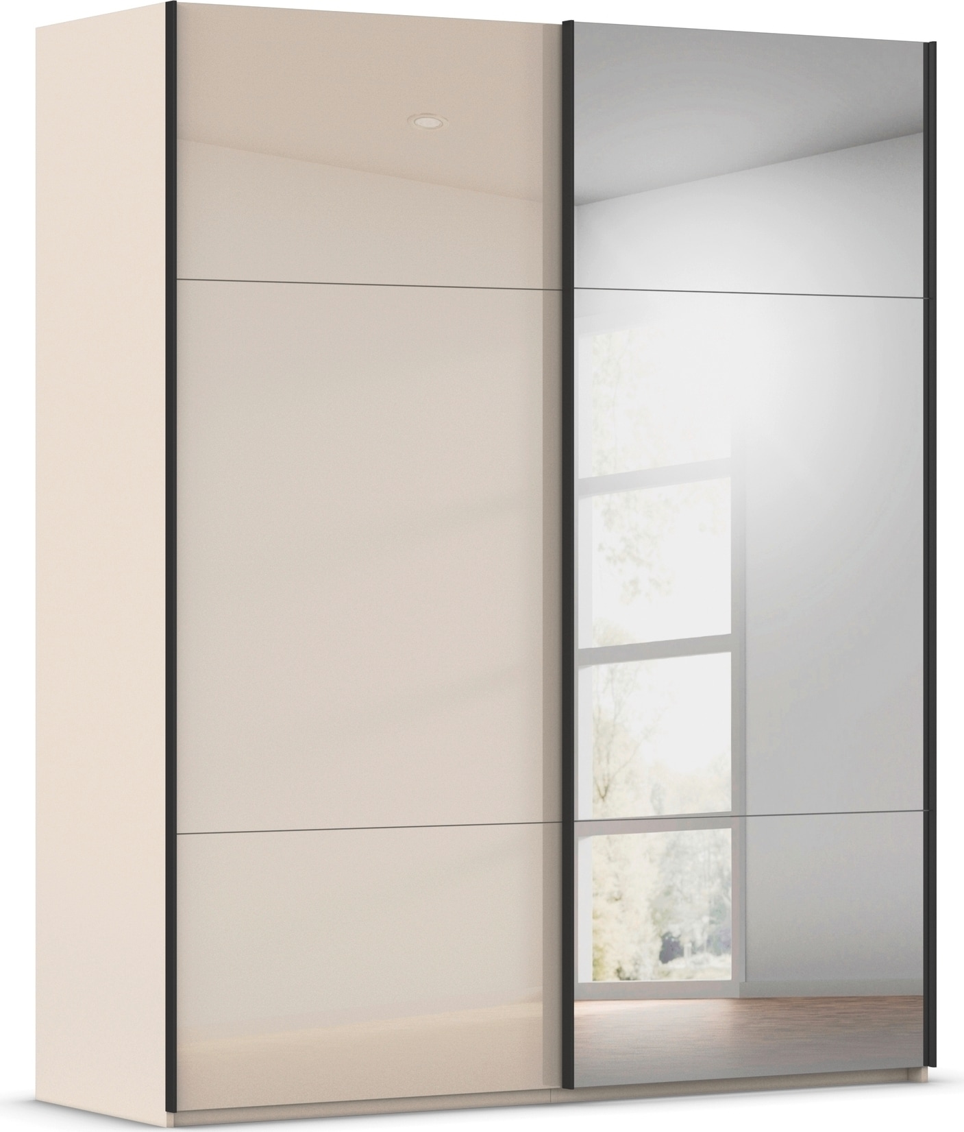 rauch Schwebetürenschrank "Kleiderschrank Schrank Garderobe Schlafzimmerschrank CONTIDO" 3 verschiedene Ausstattungen BASIC/CLASSIC/PREMIUM (inkl. SOFT-CLOSE), aus hochwertigem Material in 6 Breiten 2 Griff-Farben MADE IN GERMANY