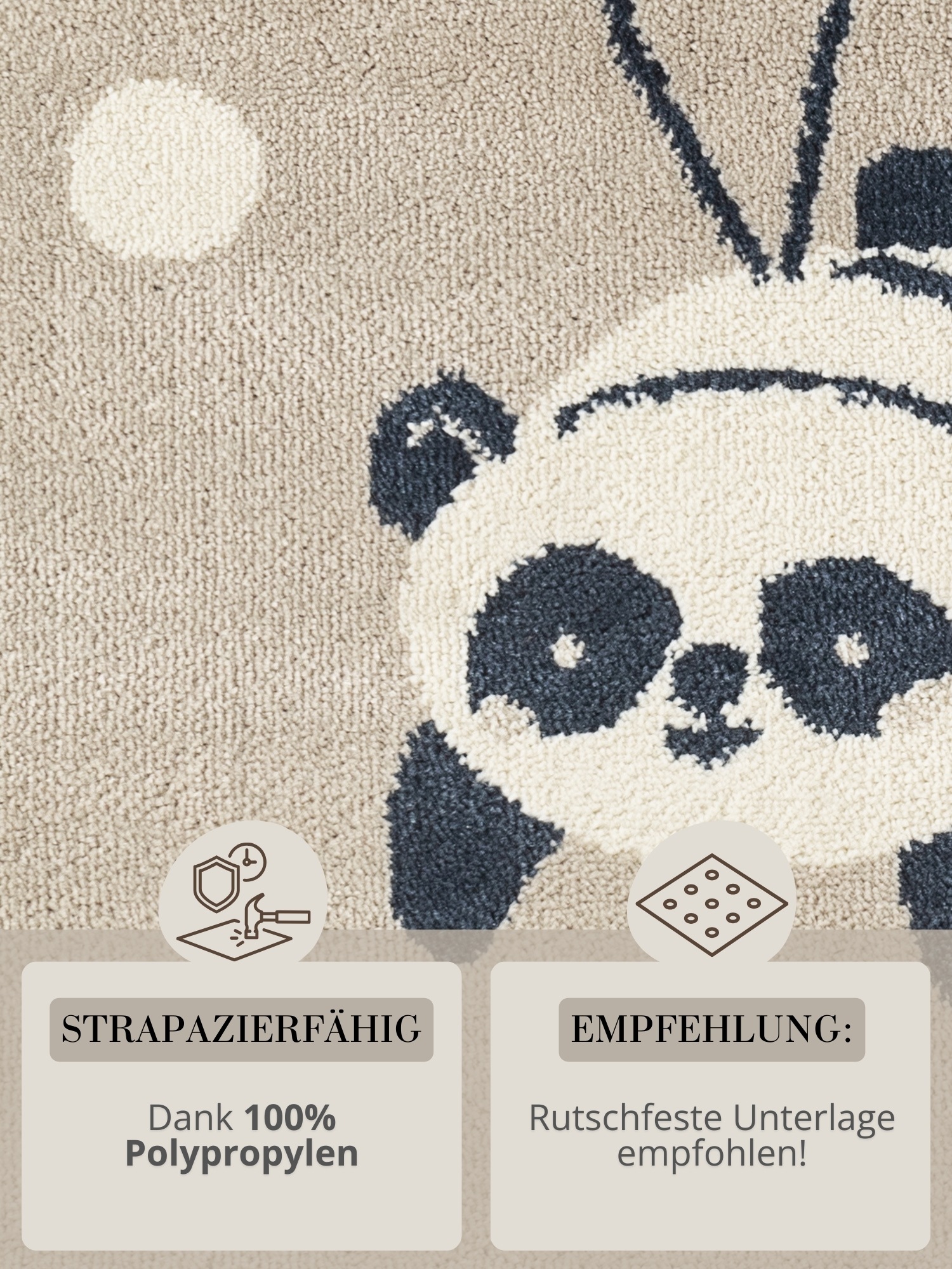 Kinderteppich HANSE HOME "Dreamy Panda", beige multifarben, B:160cm H:10mm L:235cm, Polypropylen, Teppiche, Kinderteppich, Pflegeleicht, Weich, Kinderzimmer, Spielteppich, Spielunterlage 3