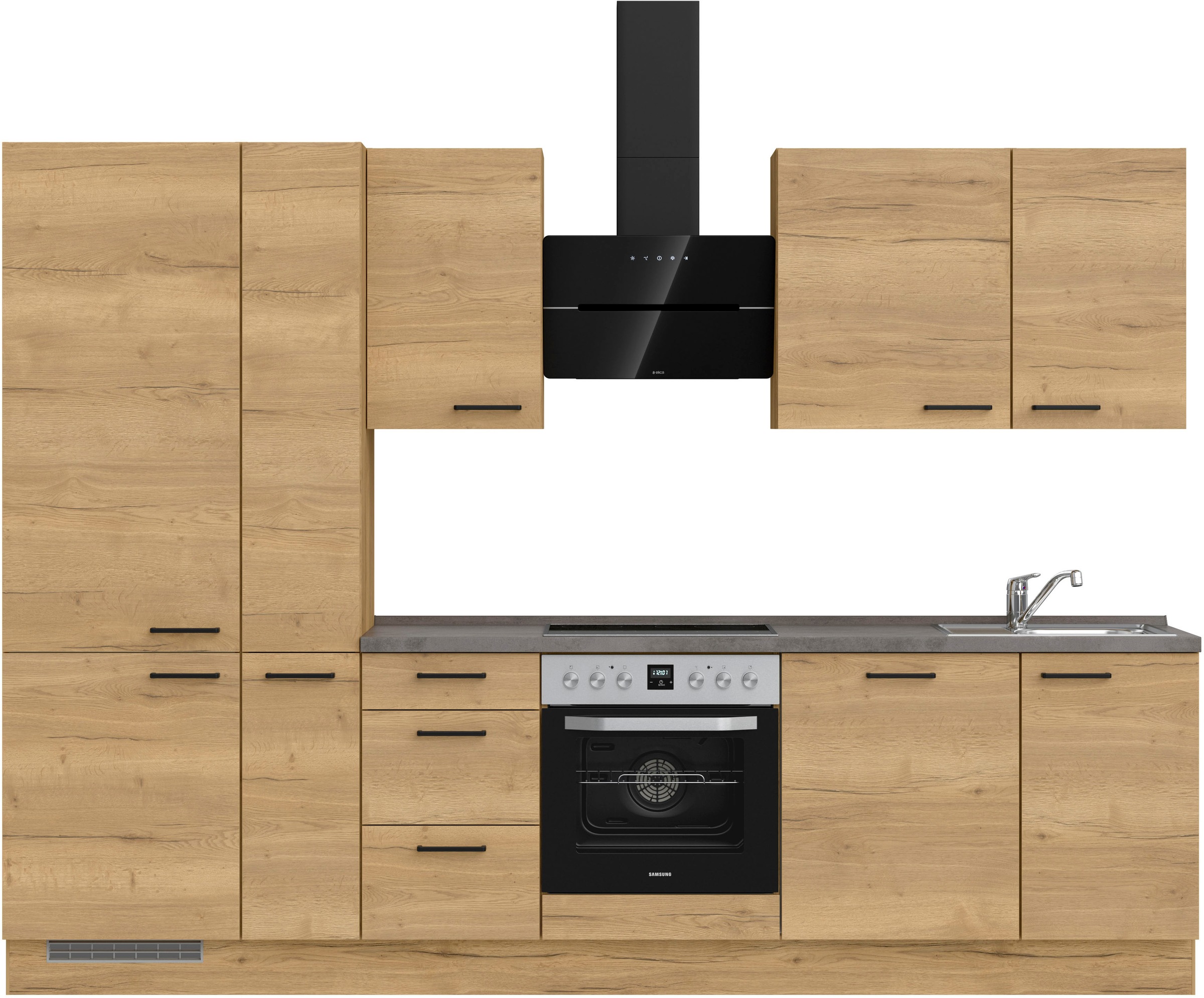 nobilia Küchenzeile ""Structura II", NEU: individuell anpassbar mit gratis Profi-Beratung" vormontiert, Breite 300 cm, Ausrichtung wählbar, wahlw. mit E-Geräten