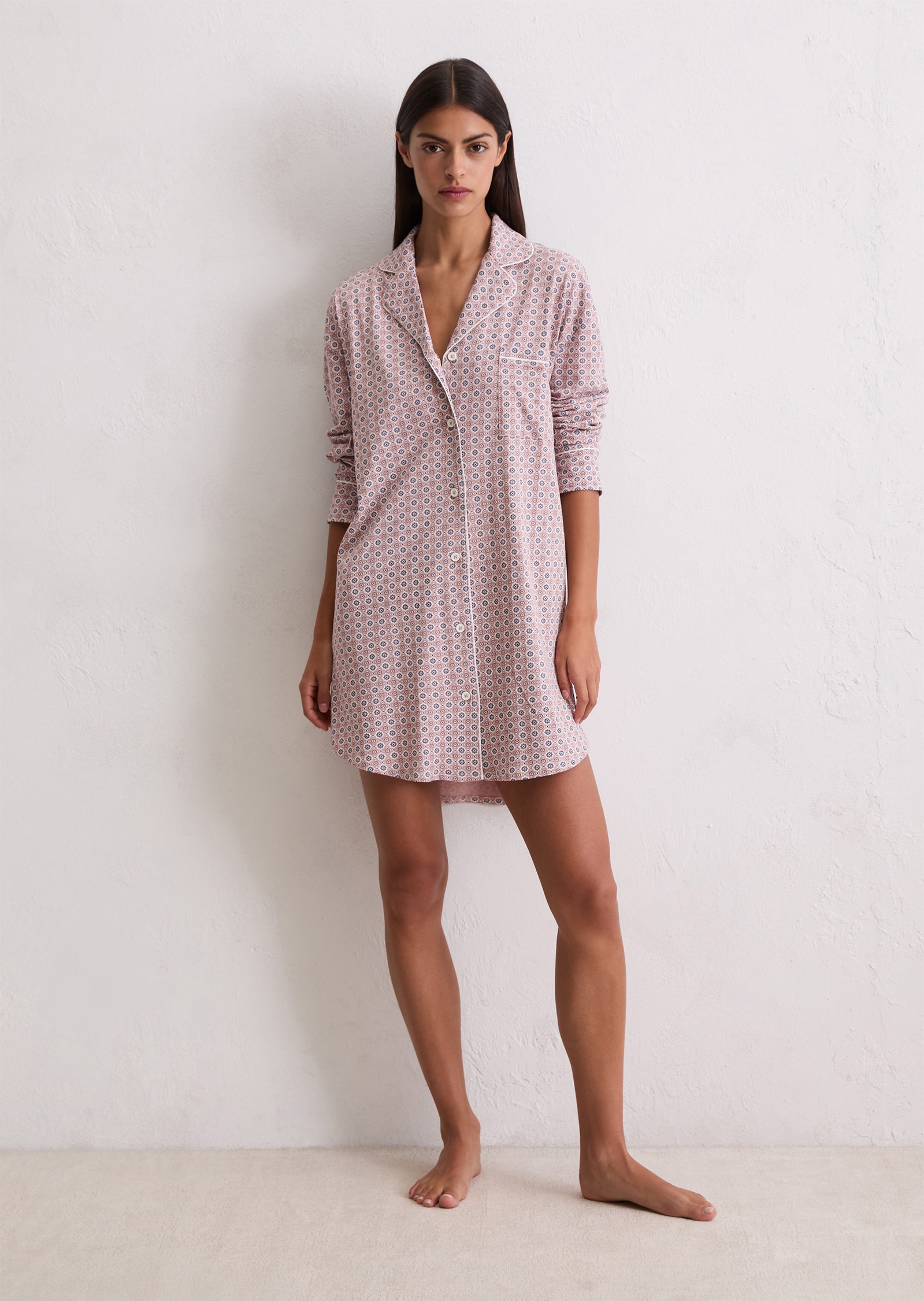 Marc OPolo Nachthemd "Mix N Match Cotton", Knopfleiste, Langarm, Baumwolle, günstig online kaufen