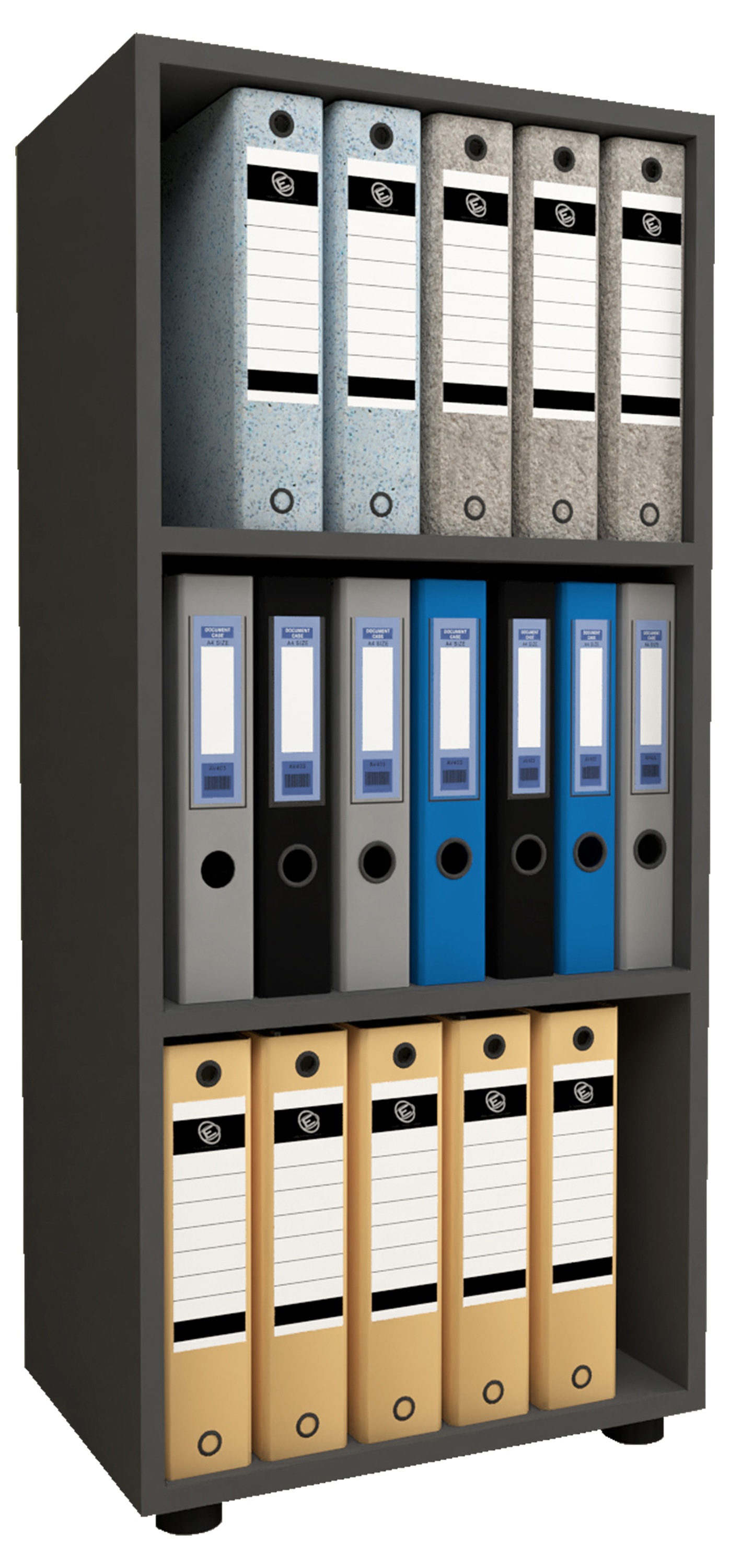 Bücherregal VCM, B:49cm T:32cmanthrazit, Wohnzimmer, Regale, "Holz Büro Regal Bücher Ordner Aktenregal Ulas 3f"