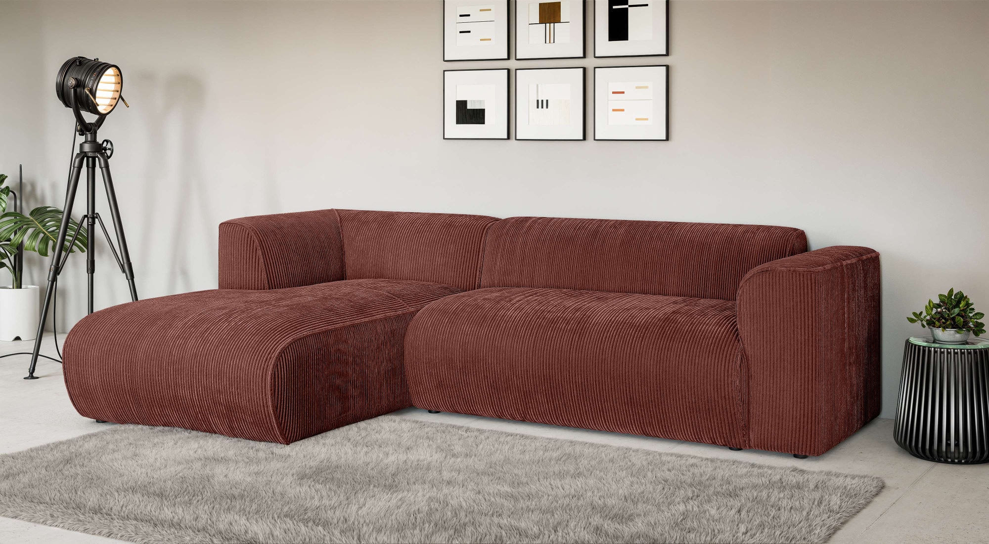 Home affaire Ecksofa "GENTON L-Form (257 cm), zeitlos & stilvolles Design," Aufwendig gepolstert, in Cord, Chenille und Struktur
