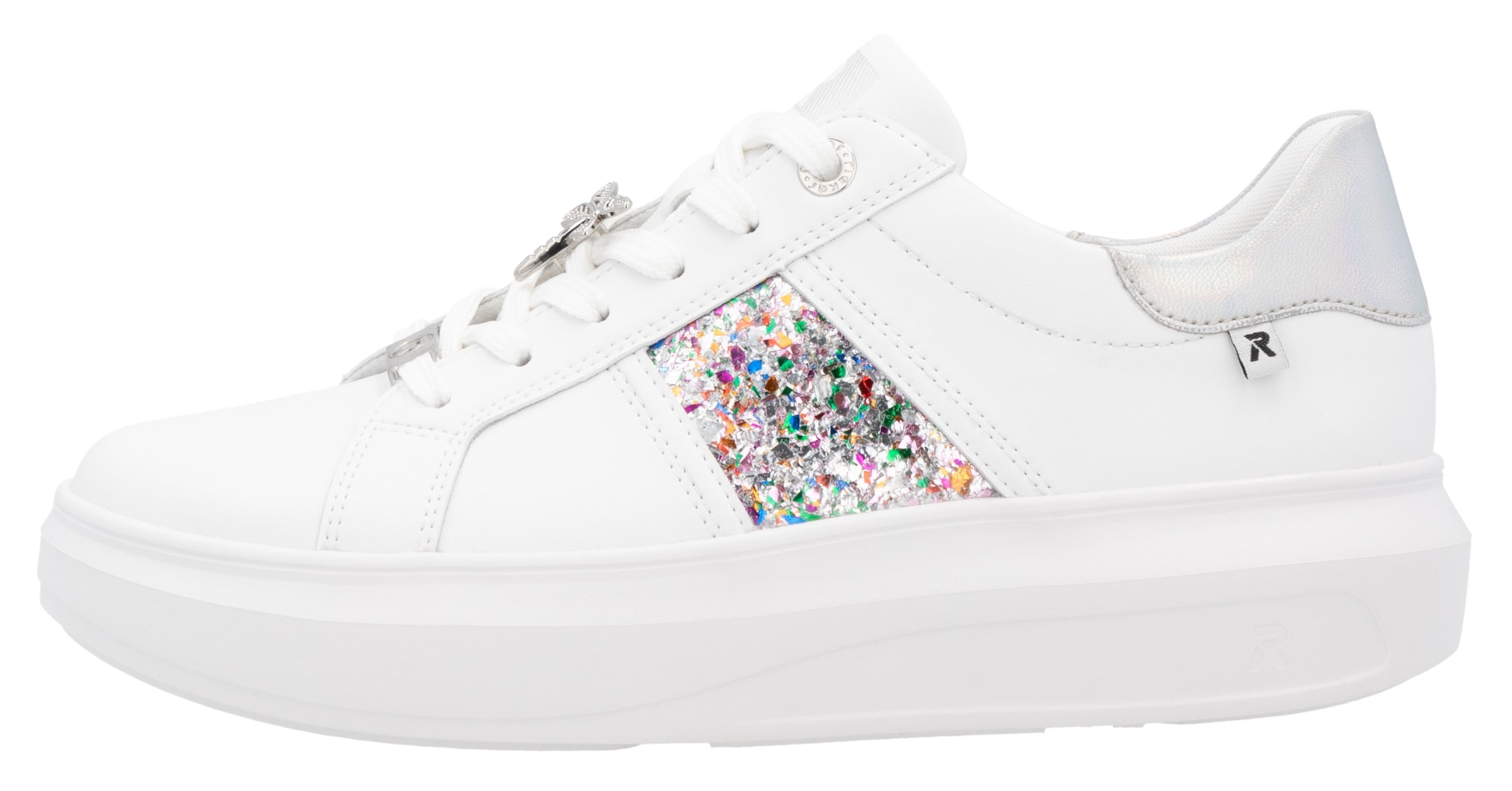RIEKER Sport Plateausneaker, mit stylischen Metallic-Details, Freizeitschuh, Halbschuh, Schnürschuh