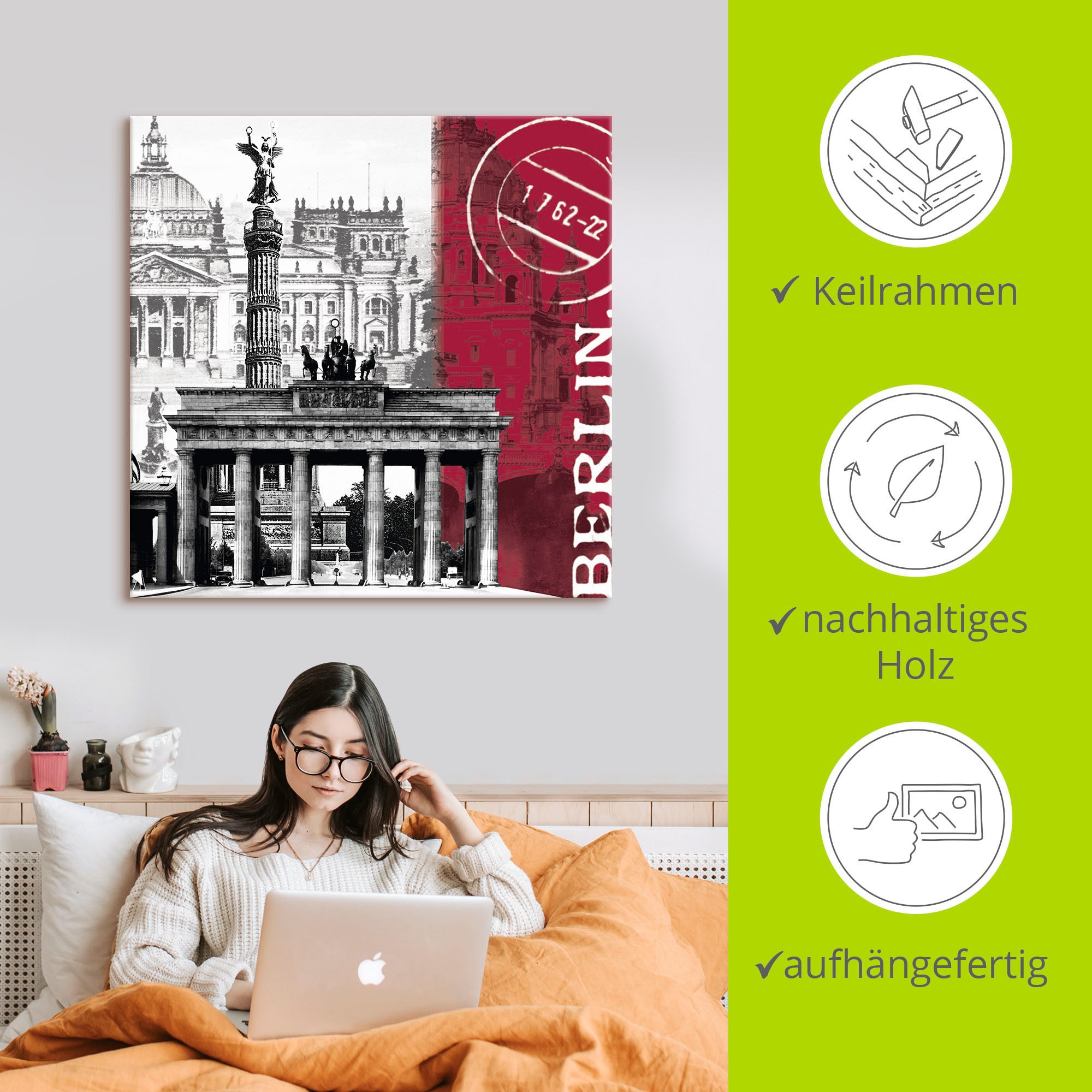 Artland Wandbild »Berlin I«, Gebäude, (1 St.), als Alubild, Outdoorbild, Leinwandbild in verschied. Größen