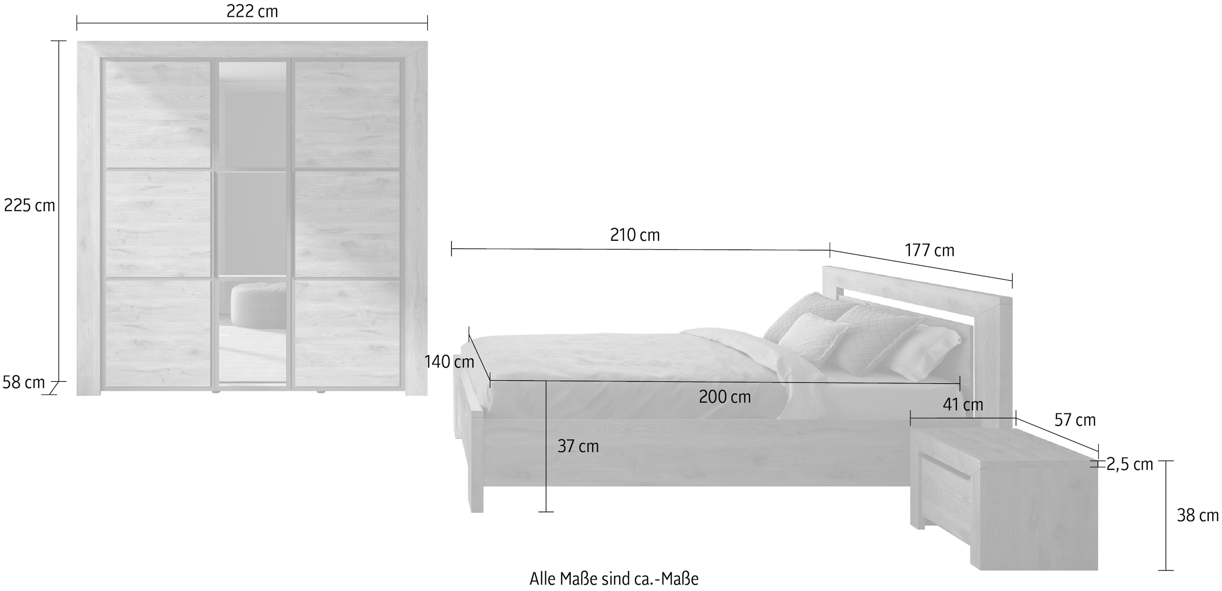 Gami Jugendzimmer-Set »Brugge« Set, 4 Stk. tlg. In 2 Farben erhältlich