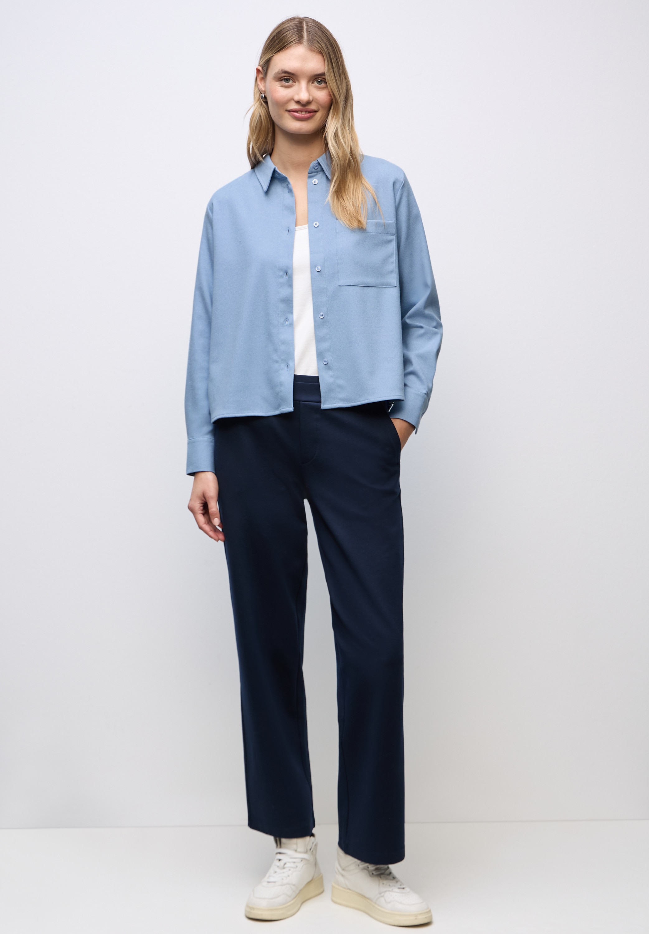 STREET ONE Langarmbluse im Melange Look