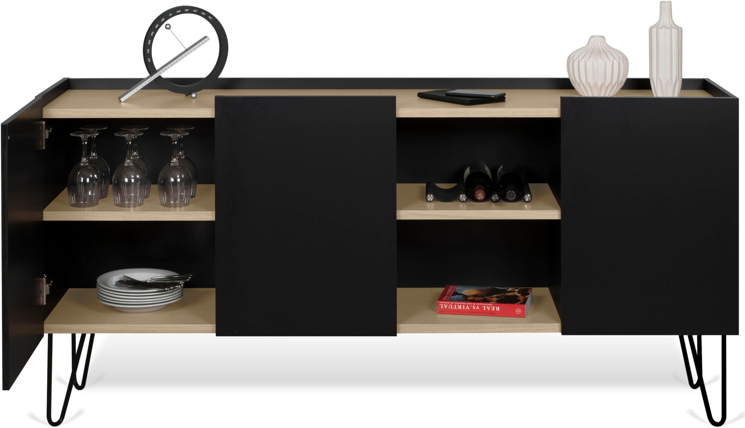 TemaHome Sideboard »Nina«, Kommode, schwarz lackiertes Metallgestell; Breite 180 cm