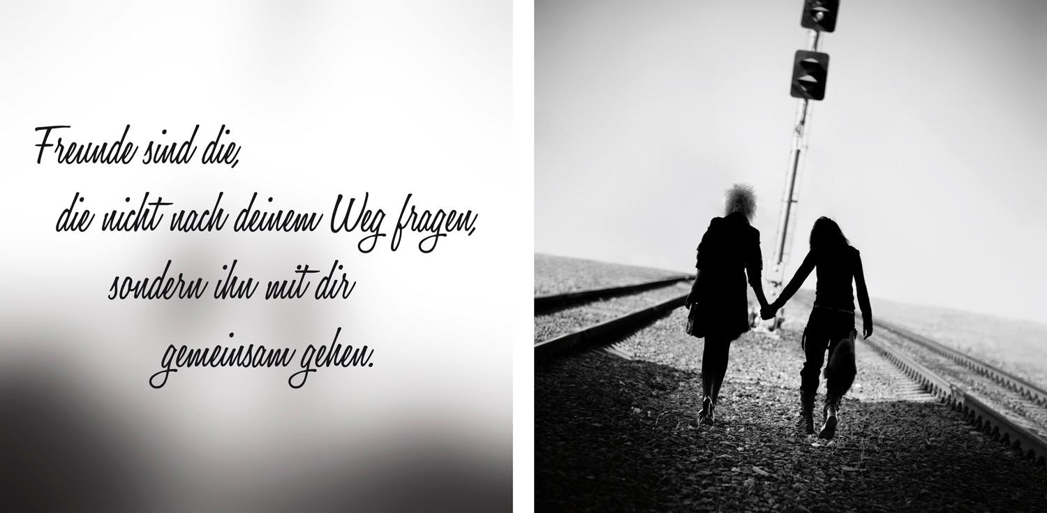 queence Leinwandbild »Freunde«, Foto-Menschen-Kunst-Modern-Spa-Spa Bilder-Sprüche-Sprüche & Texte-Schriftzug-Schriftzüge-Gruppen & Familien, (Set), Premium-Leinwandstoff, Handarbeit aus Deutschland, Spruch, 2er Set