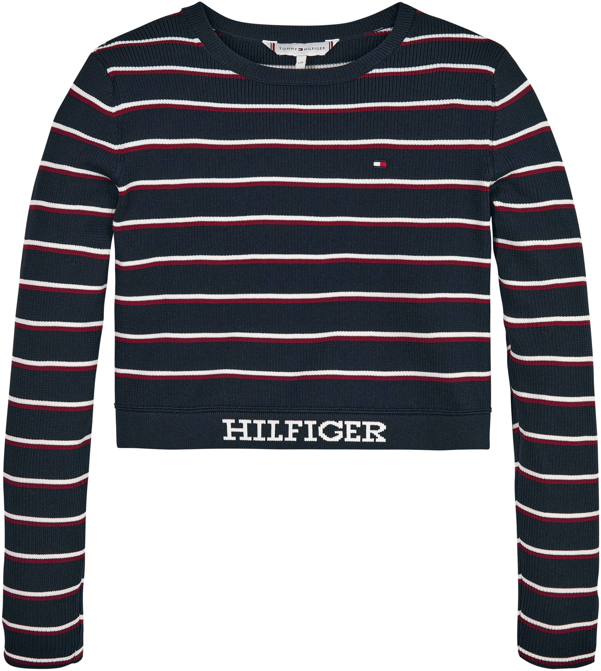 TOMMY HILFIGER Megztinis »GLOBAL dryžuotas CROPPED SW...