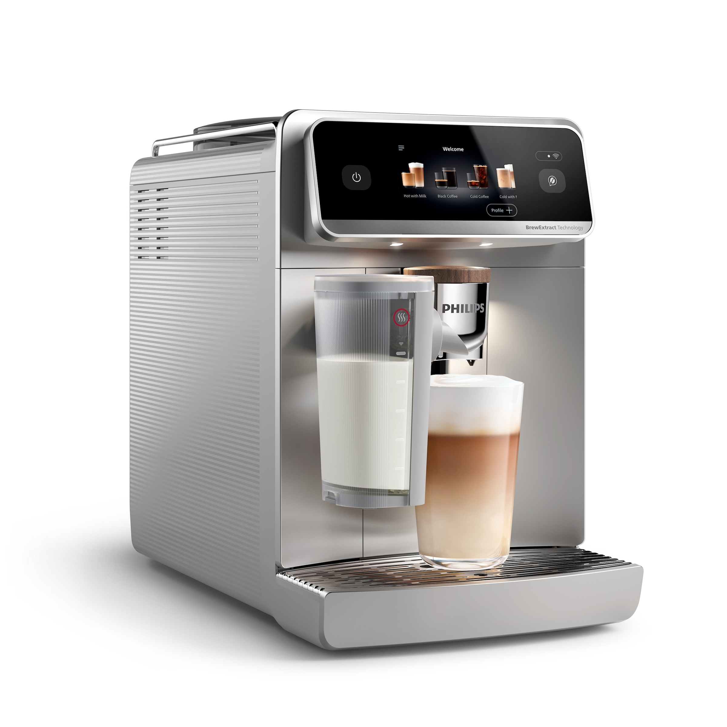Philips Kaffeevollautomat "EP8757/20 8000 Series LatteGo Pro Café Aromis, 50 Getränke (heiß oder eisgekühlt)" LatteGo Pro-Milchsystem, BrewExtract Technologie, appfähig