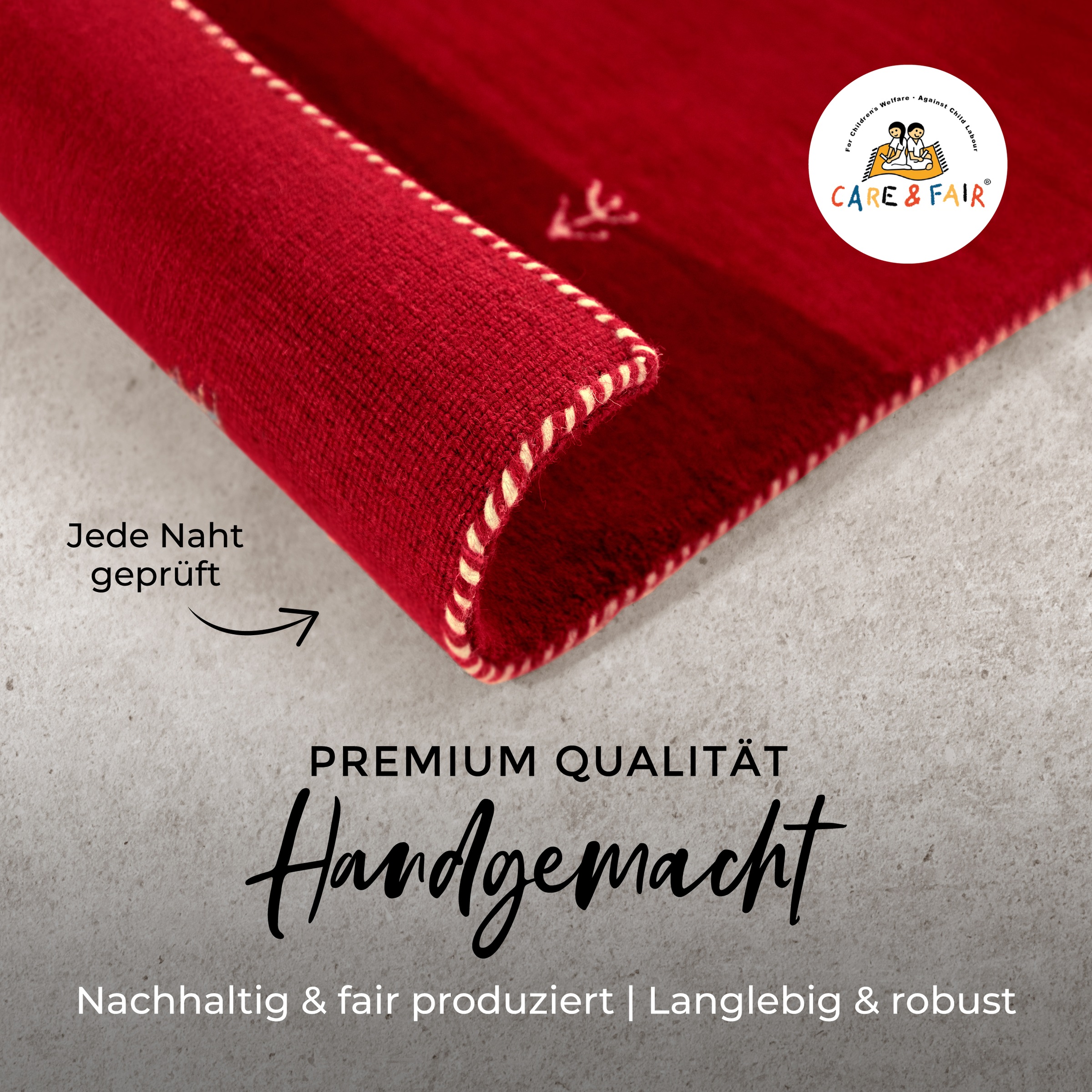Wollteppich CARPETFINE "Gabbeh Uni, auch als Läufer und Rund erhältlich", rot, B:120cm H:15mm L:170cm, Wolle, Teppiche, reine Wolle, handgewebt, Gabbeh Loom Tiermotiv, große Farbauswahl 3